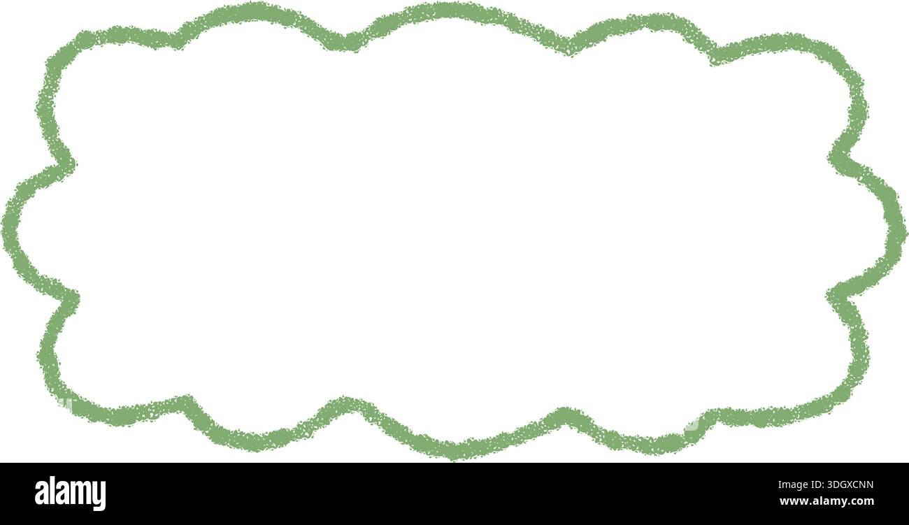 Hand Drawn Crayon Scallop Rectangle Outline Stock Vector
