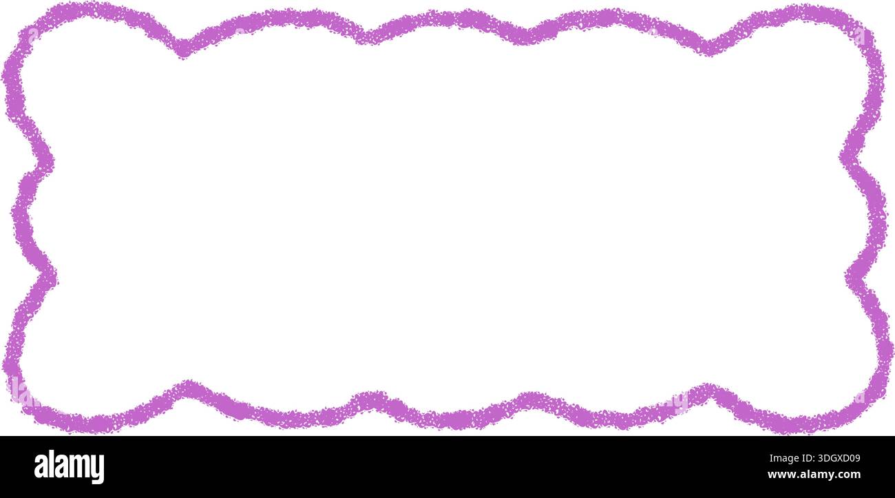 Groovy Crayon Outline Scallop Rectangle Border Stock Vector