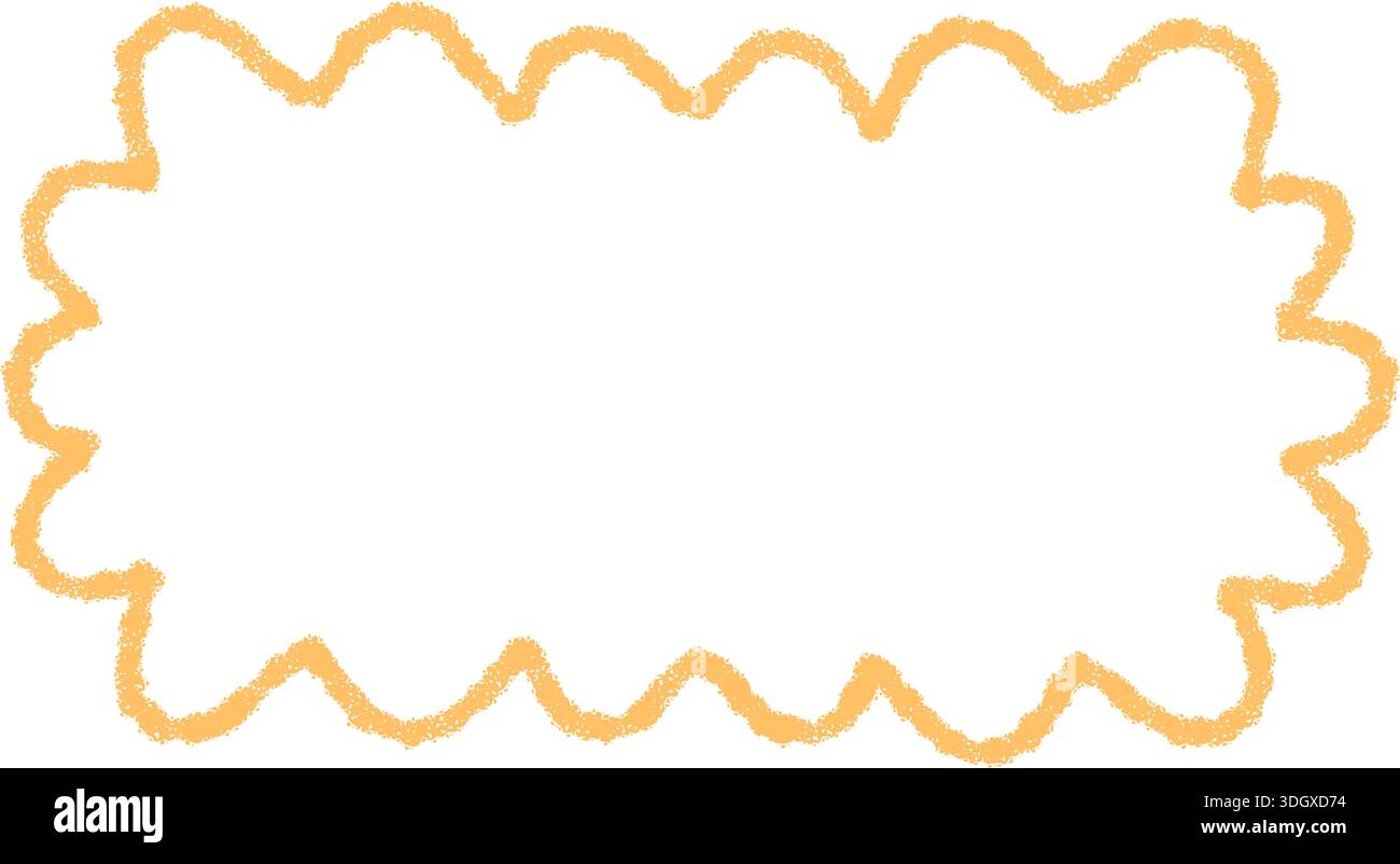 Groovy Crayon Wavy Scallop Rectangle Outline Stock Vector
