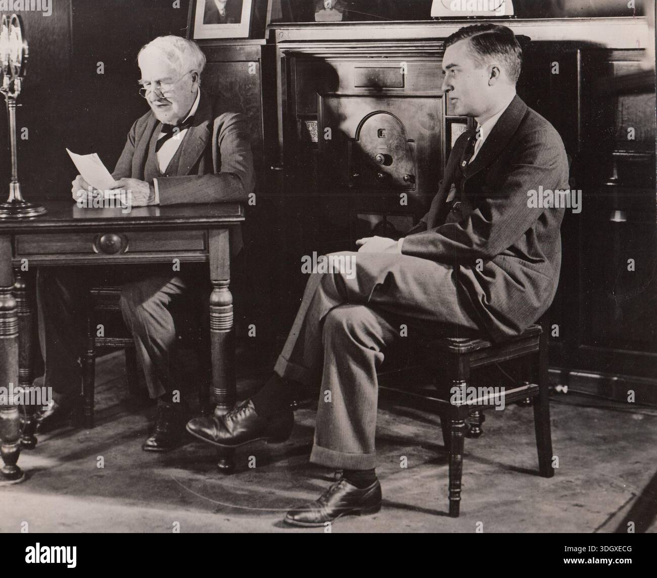 Charles Edison with Thomas Edison in the Building 5 Library who is