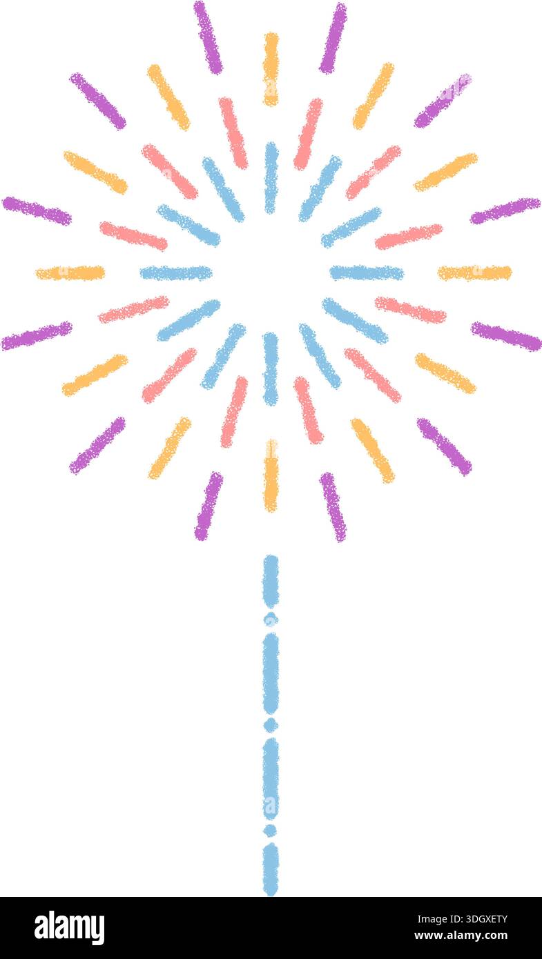 Festive Crayon Firework Burst Symbol Stock Vector