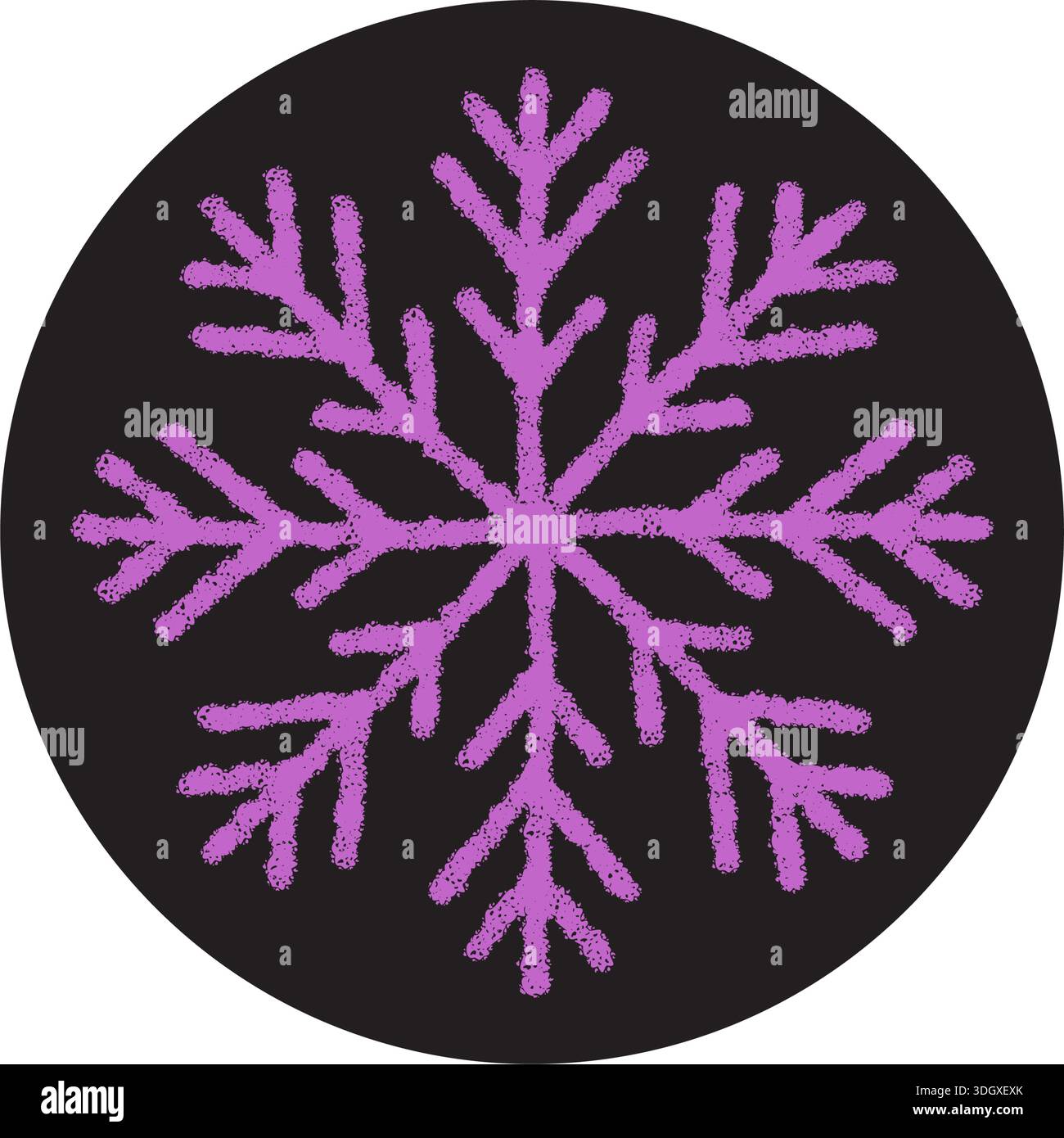 Pink Snowflake Sticker With Chalk Circle Stock Vector