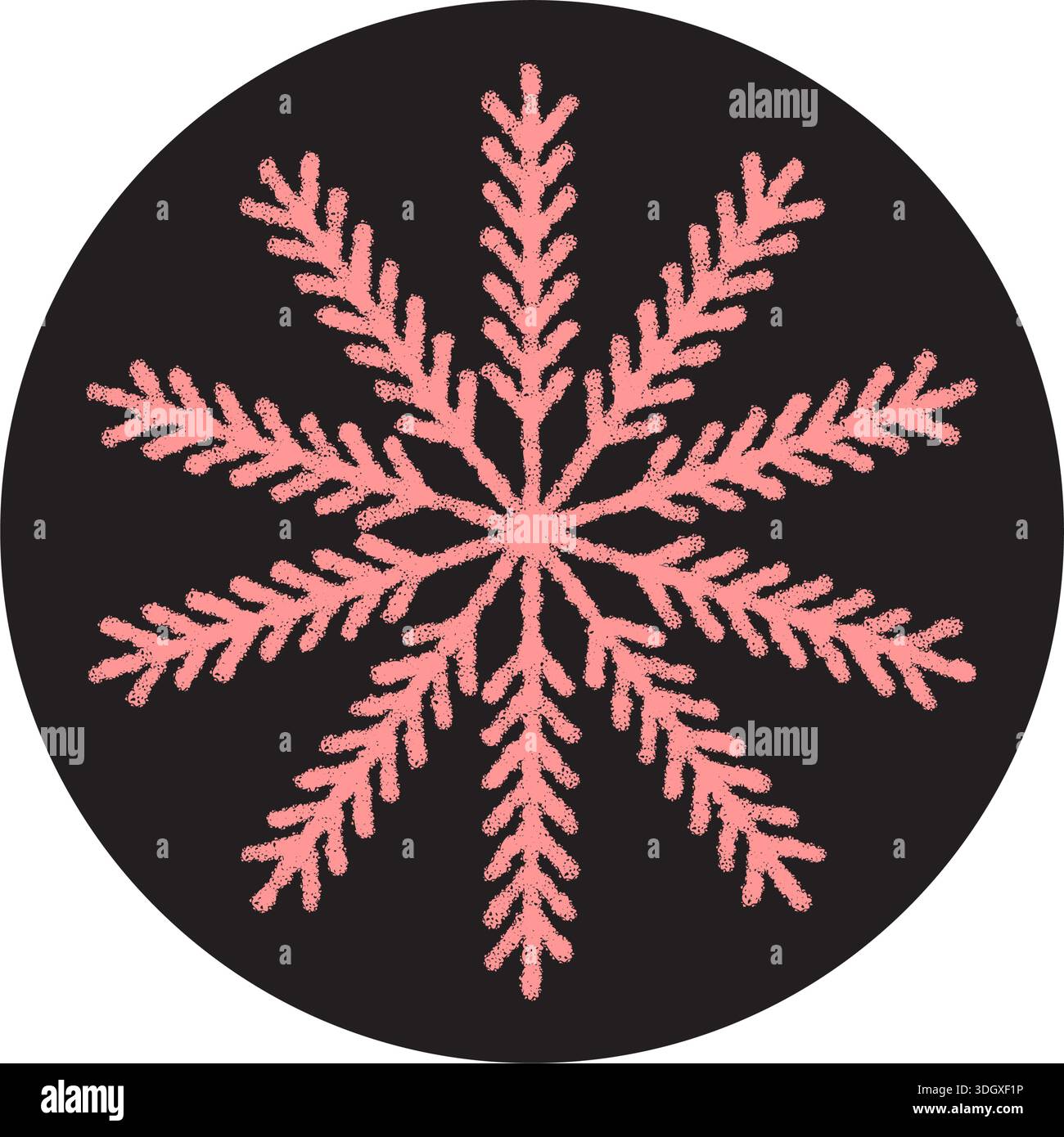 Chalk Snowflake Sticker On Black Circle Stock Vector