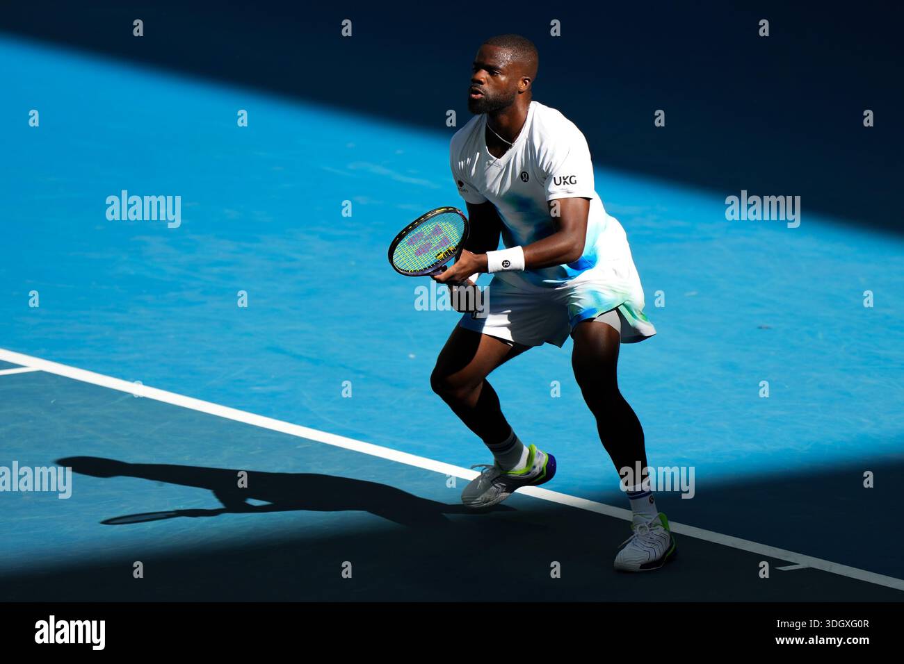 Frances Tiafoe aus den USA während der ersten Runde der Australian Open 2026 im Herreneinzel auf der John Cain Arena in Melbourne am 18. Januar 2026