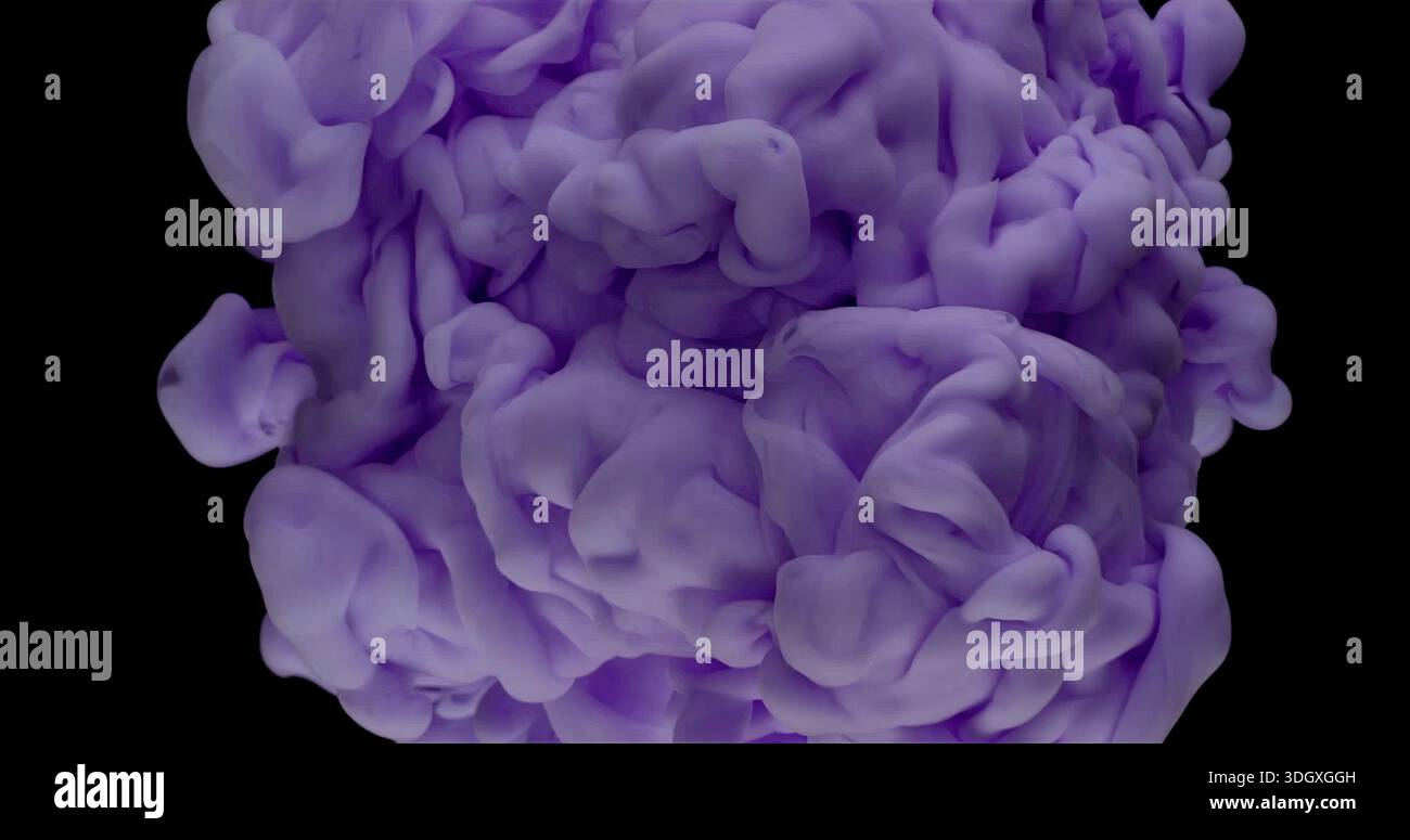 Flowing Violet Ink In Liquid Environment, Surreal Underwater Scene With Violet Ink Tendrils Floating Stock Photo