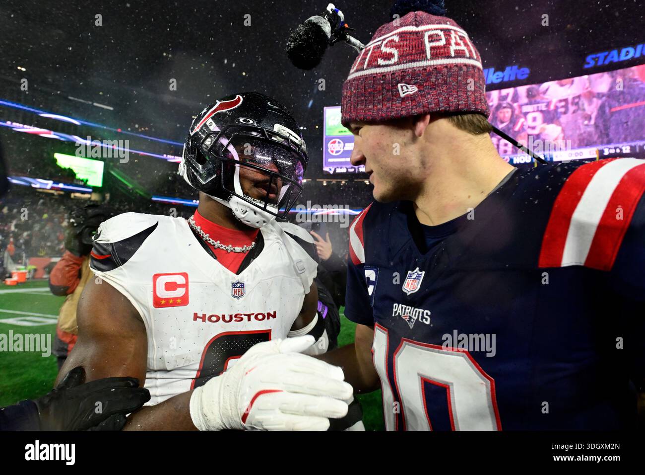 Jan 18, 2026; Foxborough, MA, USA; New England Patriots quarterback ...