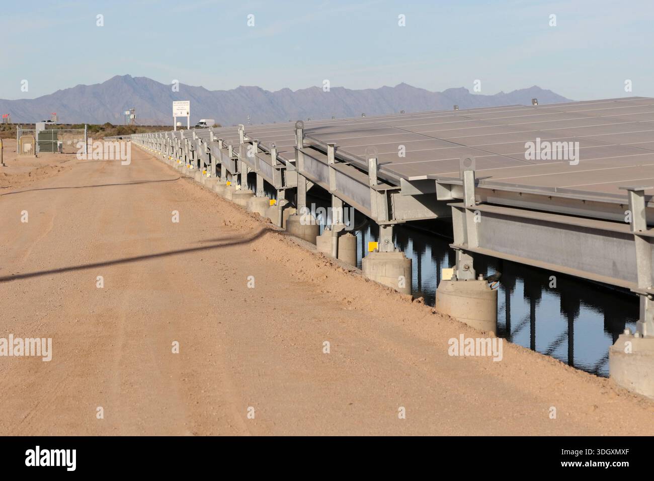 Canal top solar panels along the Casa Blanca Canal on the Gila River ...