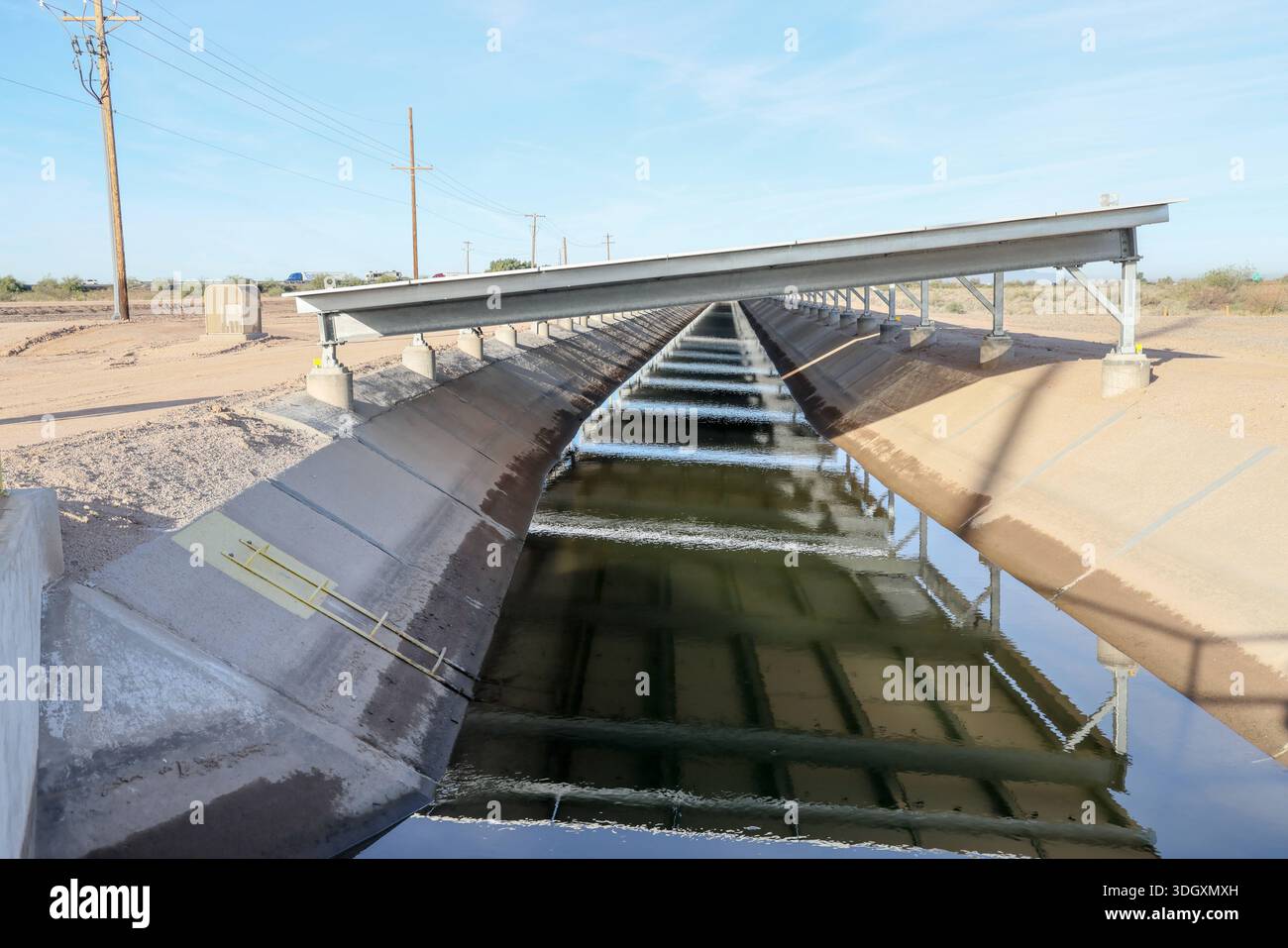 Canal top solar panels along the Casa Blanca Canal on the Gila River ...
