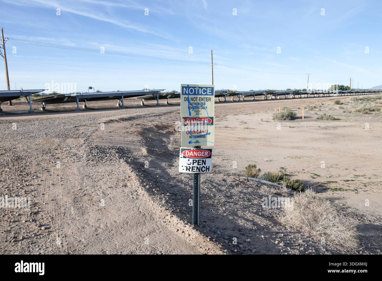 Canal top solar panels along the Casa Blanca Canal on the Gila River ...