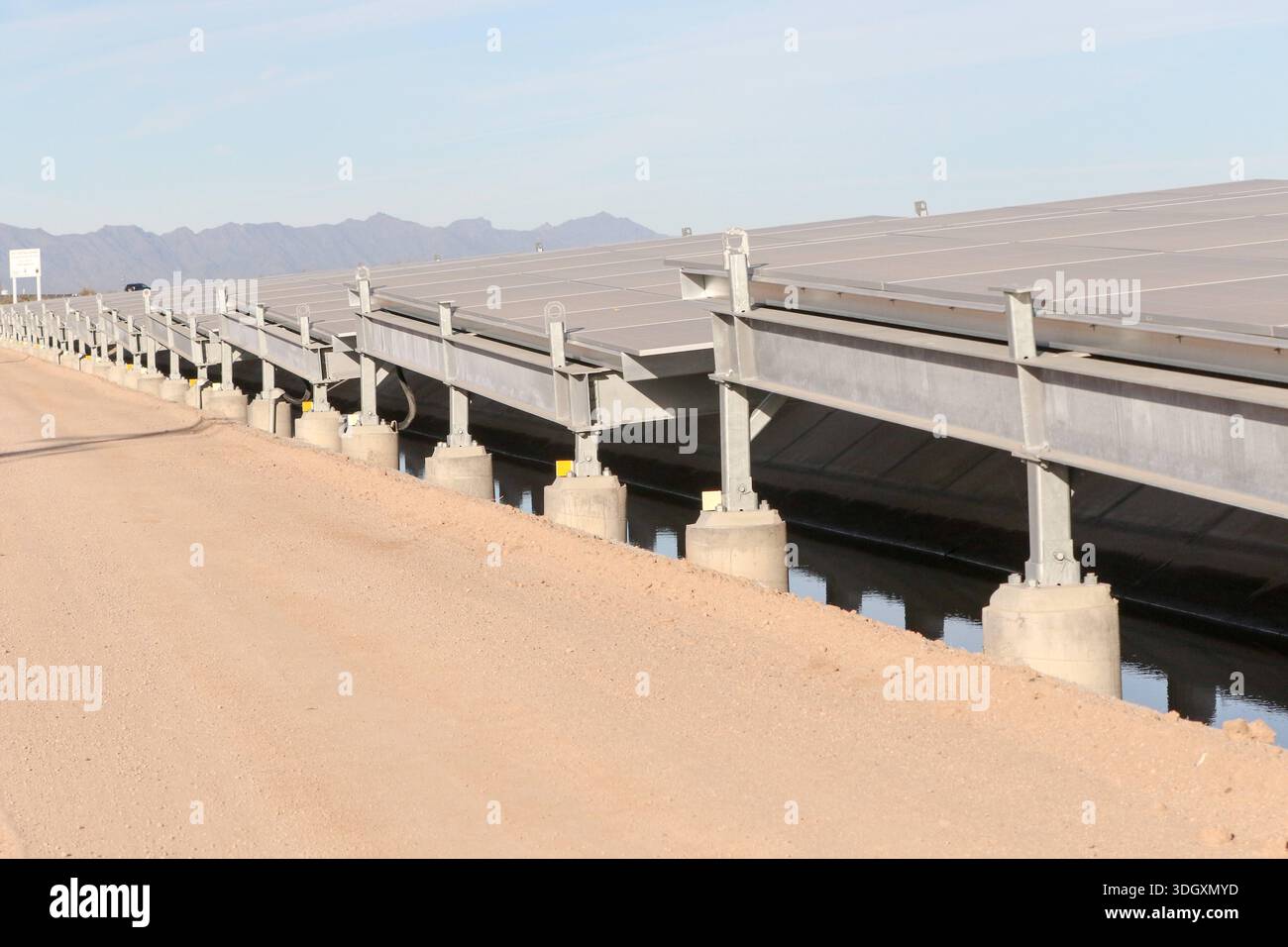 Canal top solar panels along the Casa Blanca Canal on the Gila River ...