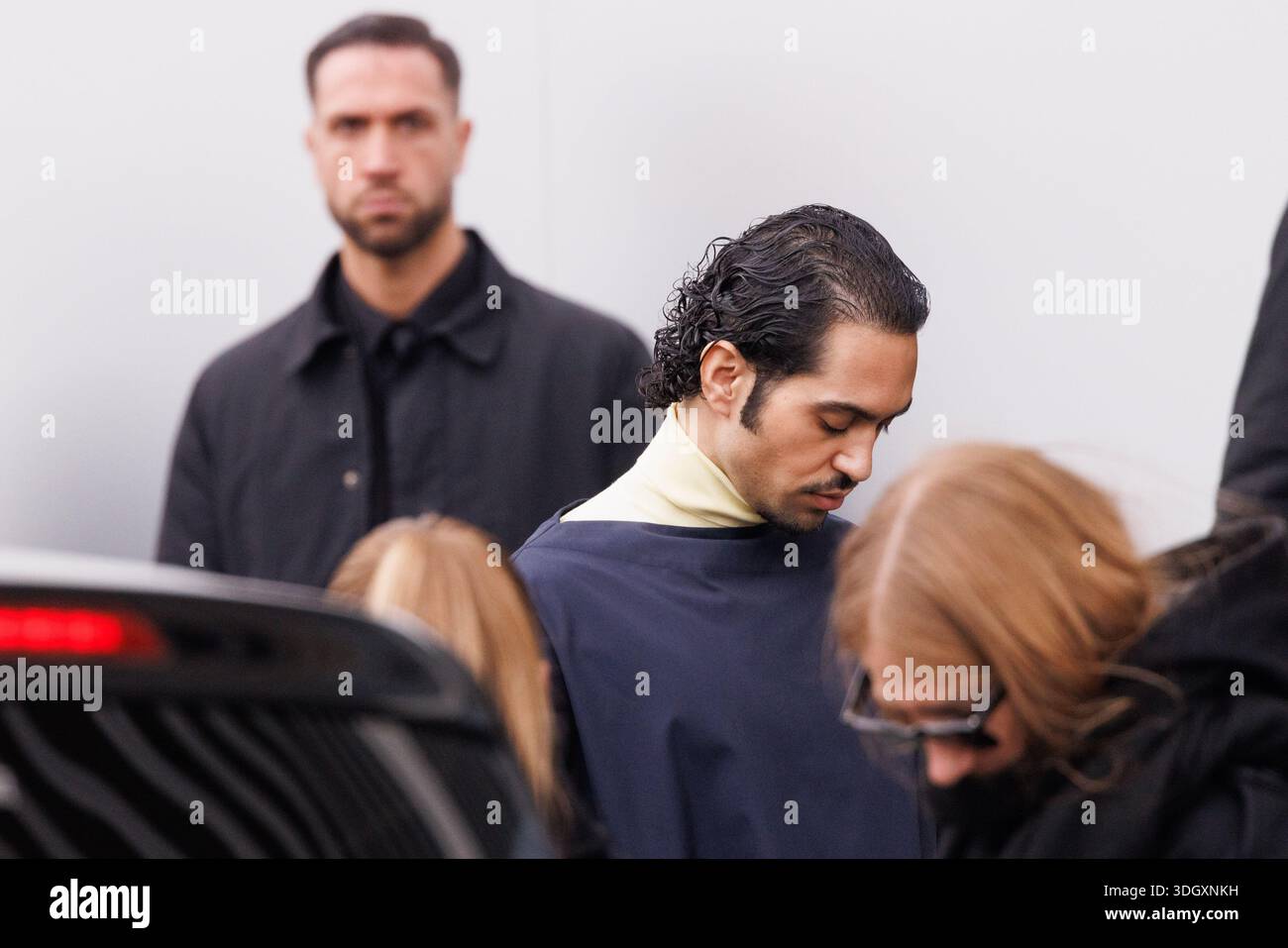 Milan Fashion Week Fall 2026 2026.Milan, Italy. 18 Jan, 2026. Mahmood arrives at the Prada fashion show ...