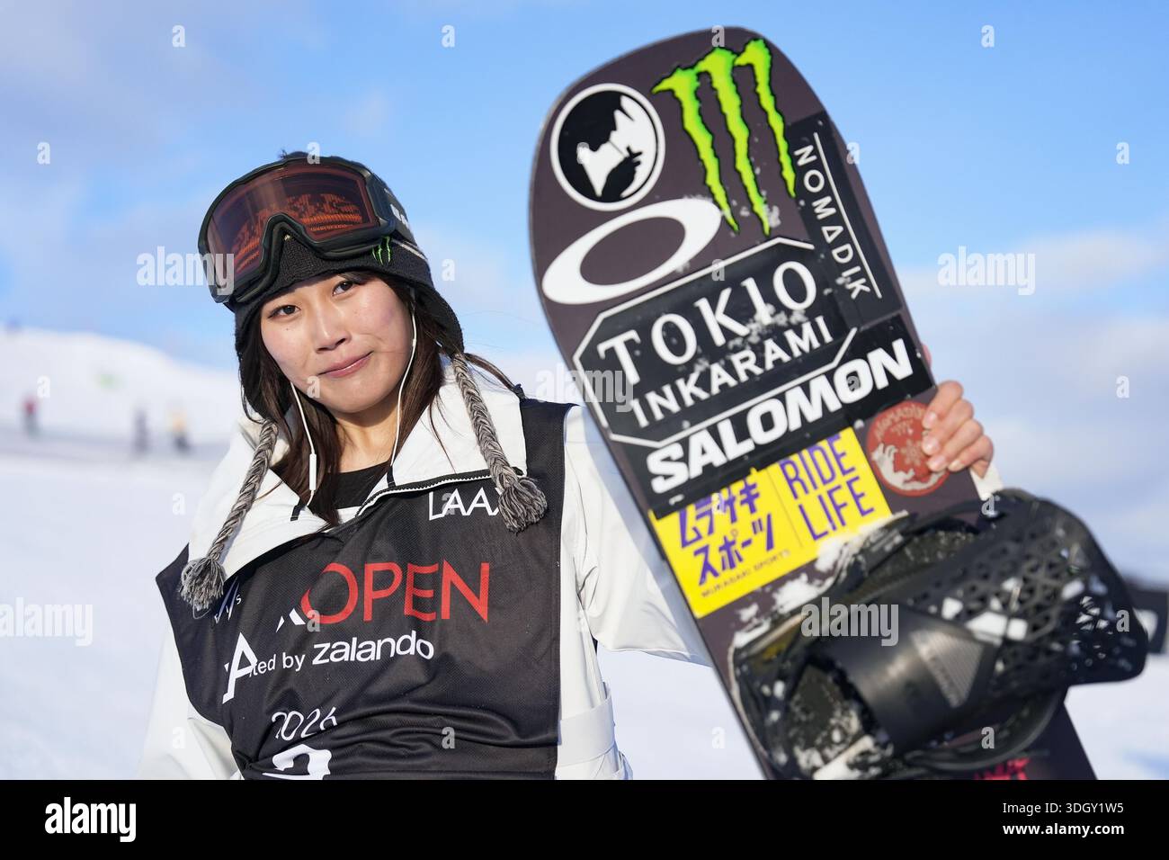 Kokomo Murase of Japan poses after winning the women's slopestyle