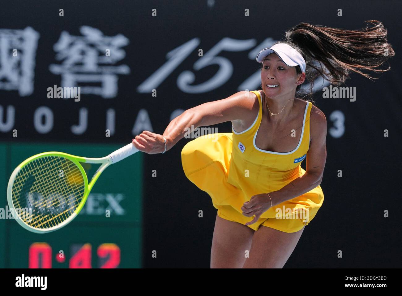 Priscilla Hon Of Australia Serves To Marina Stakusic Of Canada During priscilla-hon-of-australia-serves-to-marina-stakusic-of-canada-during