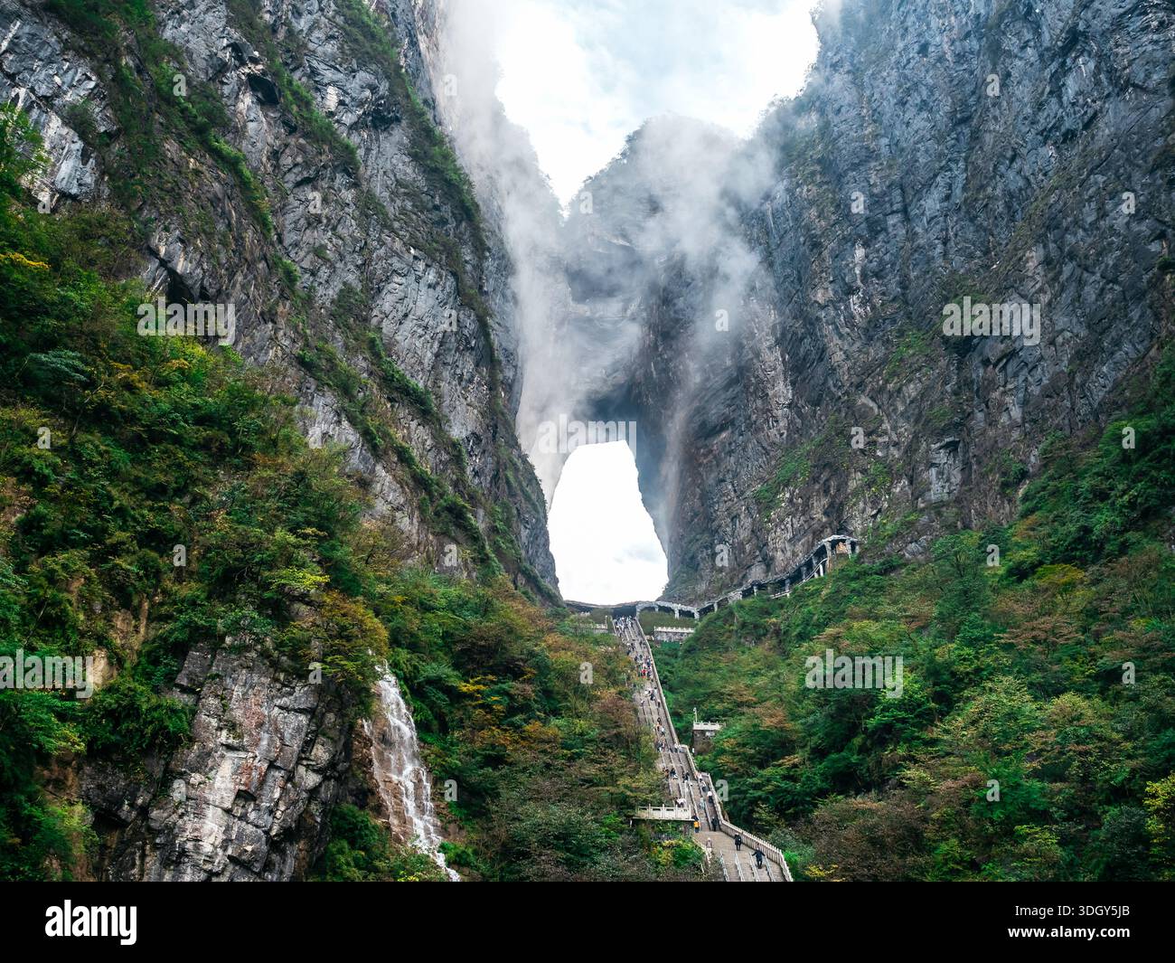 Breathtaking view of Tianmen Cave (Heaven's Gate), a natural rock arch ...