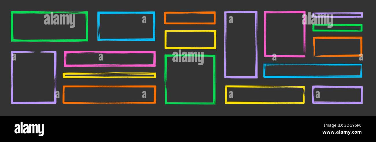 Rectangle photo frame with color brush strokes and rough edges. Color ...