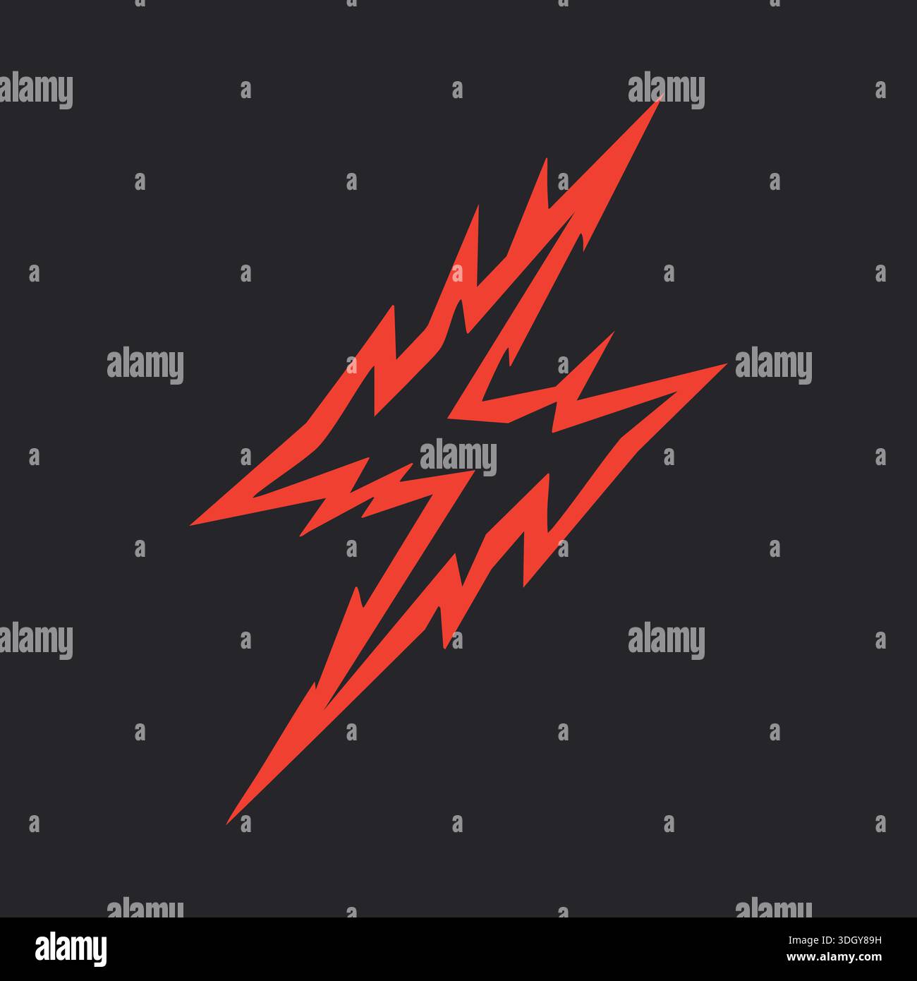 Jagged red lightning bolt with sharp angles in a bold flat graphic style Stock Vector