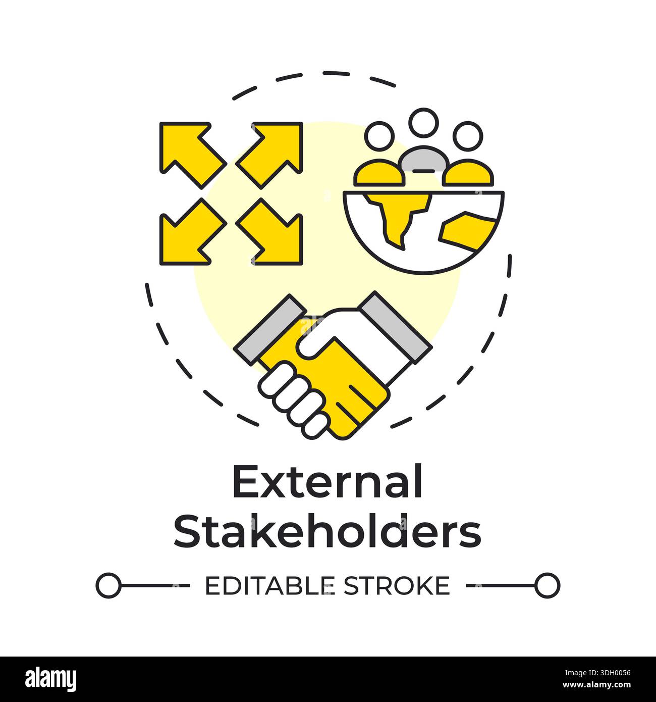 External stakeholders multi color concept icon Stock Vector