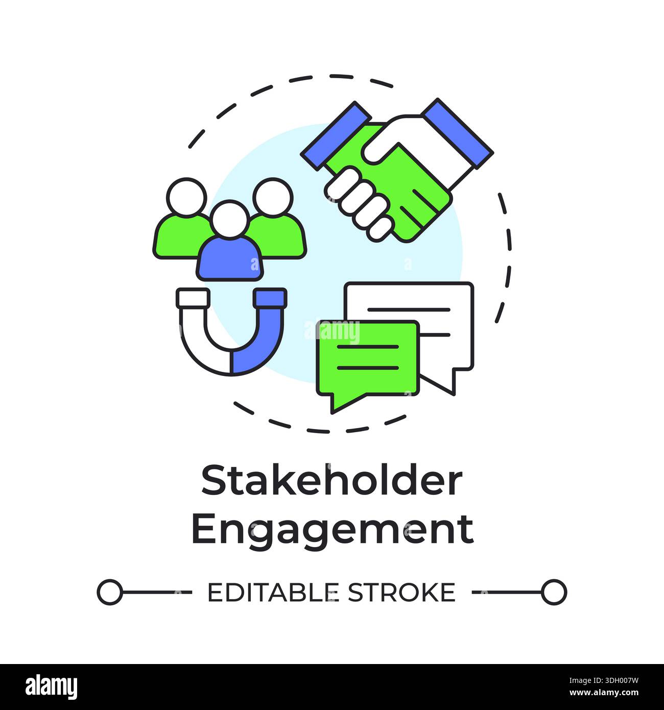 Stakeholder engagement multi color concept icon Stock Vector