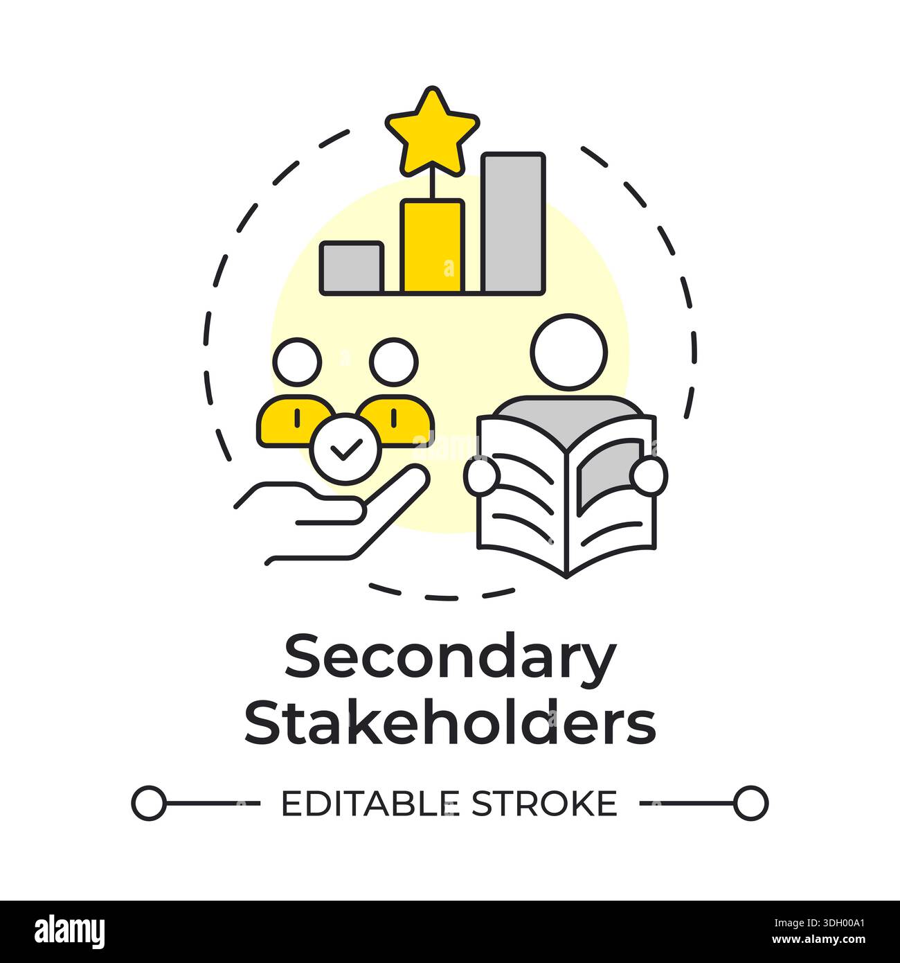 Secondary stakeholders multi color concept icon Stock Vector