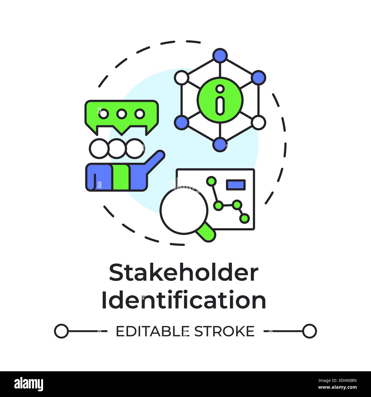 Stakeholder identification multi color concept icon Stock Vector