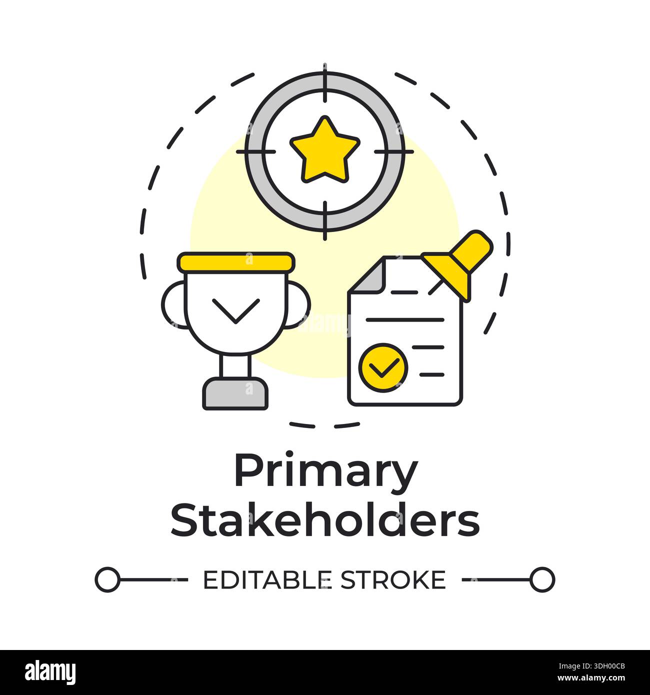 Primary stakeholders multi color concept icon Stock Vector