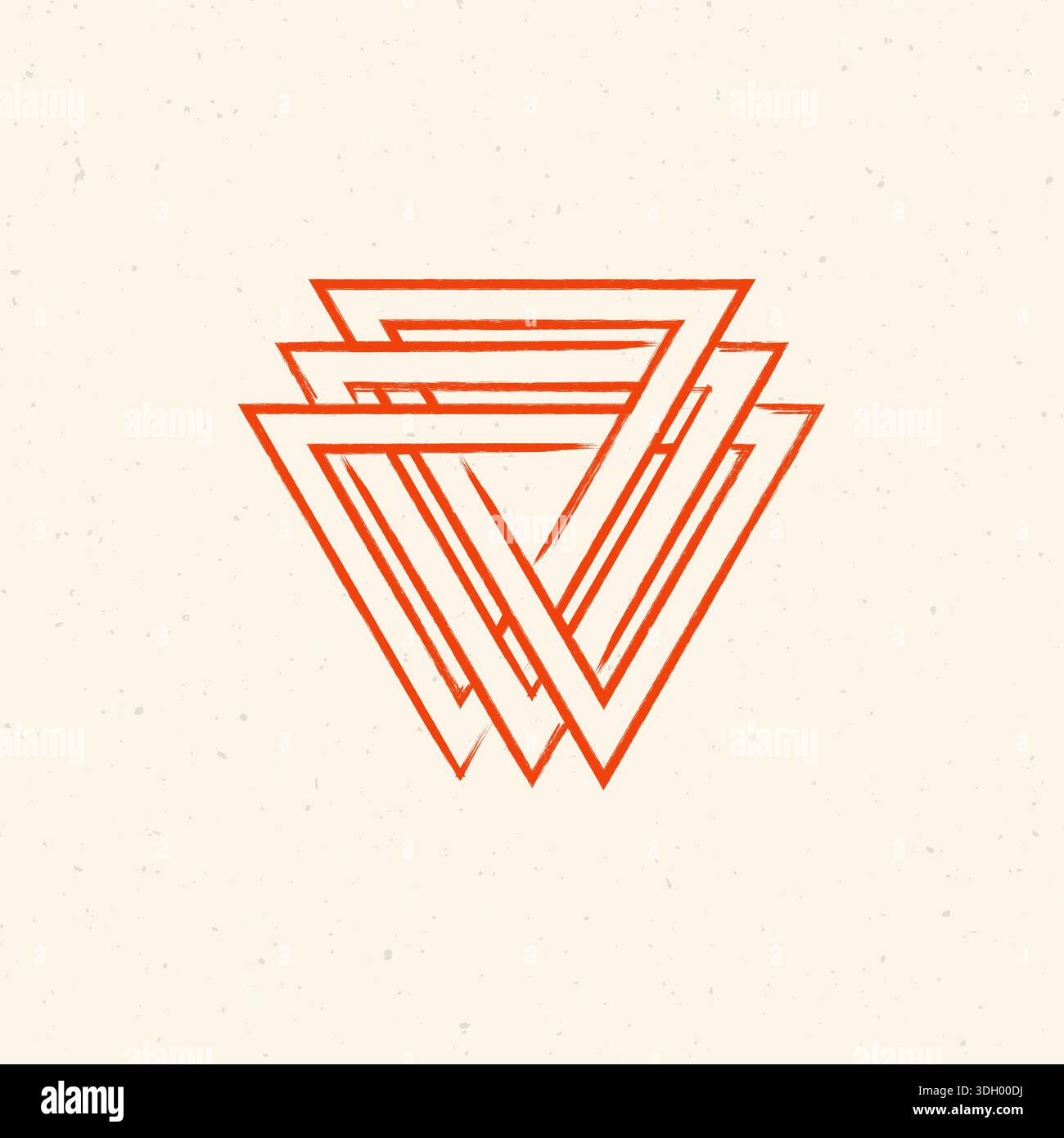 A modern geometric design featuring multiple orange triangles on a beige background Stock Vector