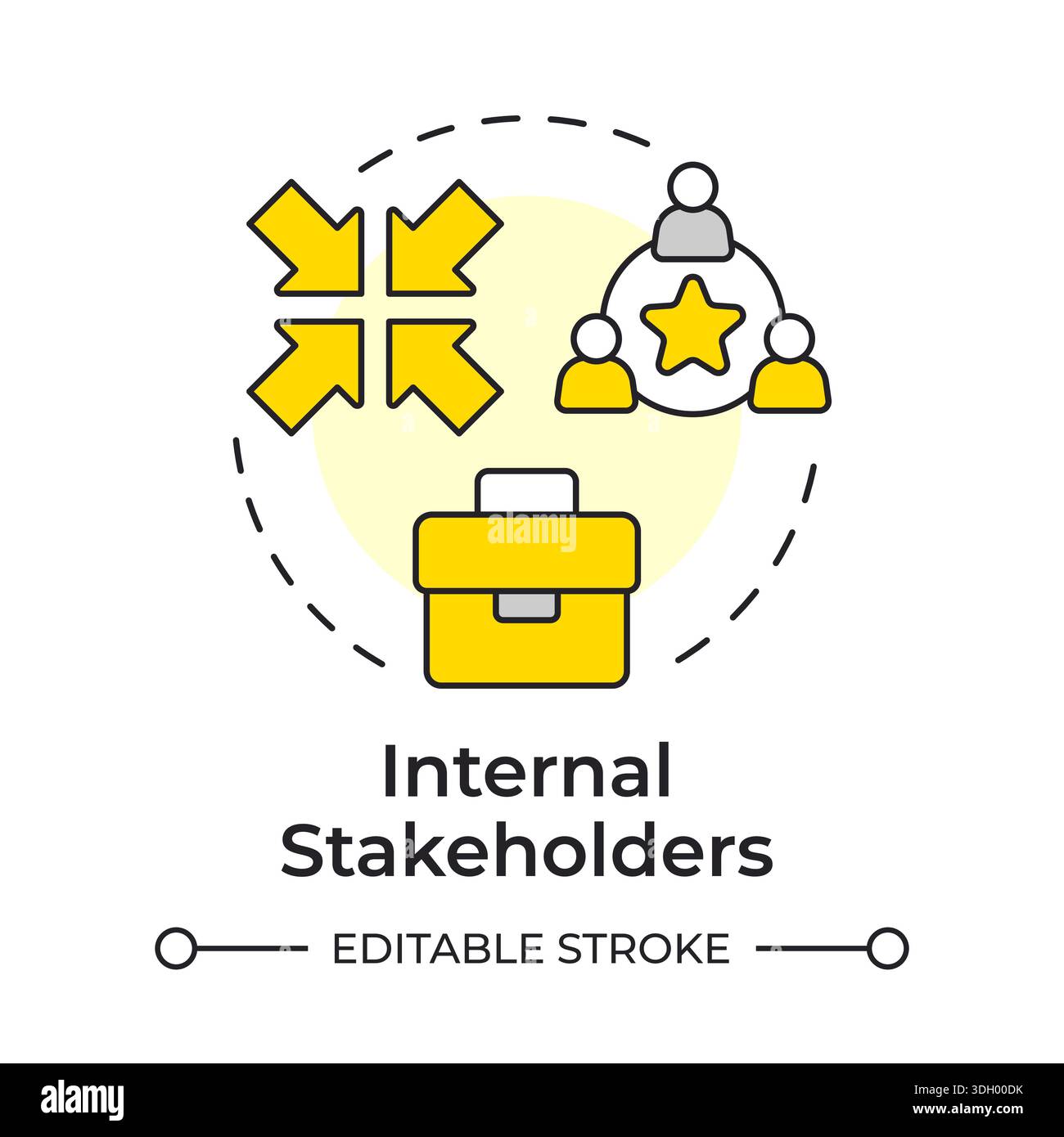 Internal stakeholders multi color concept icon Stock Vector