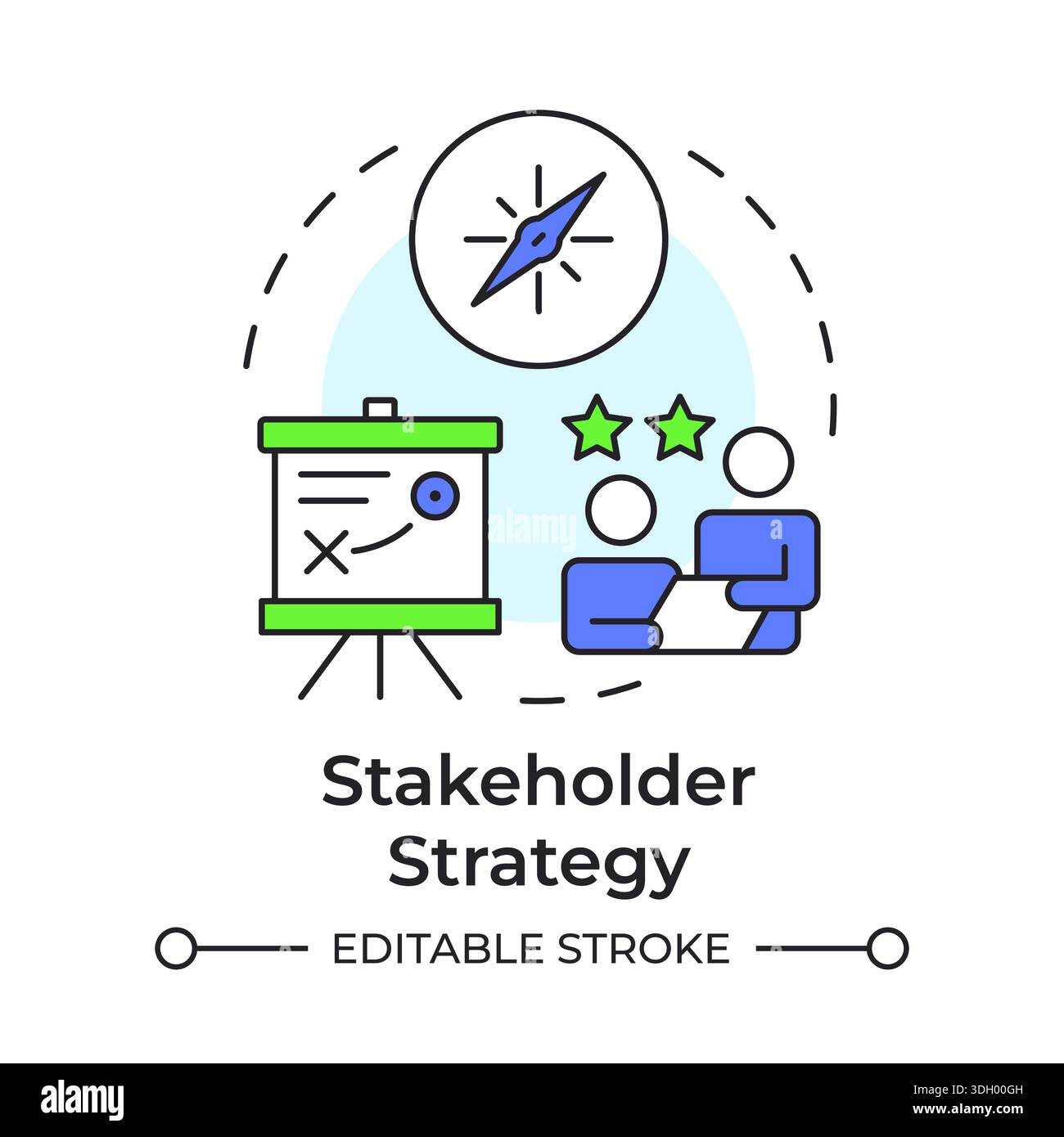 Stakeholder strategy multi color concept icon Stock Vector
