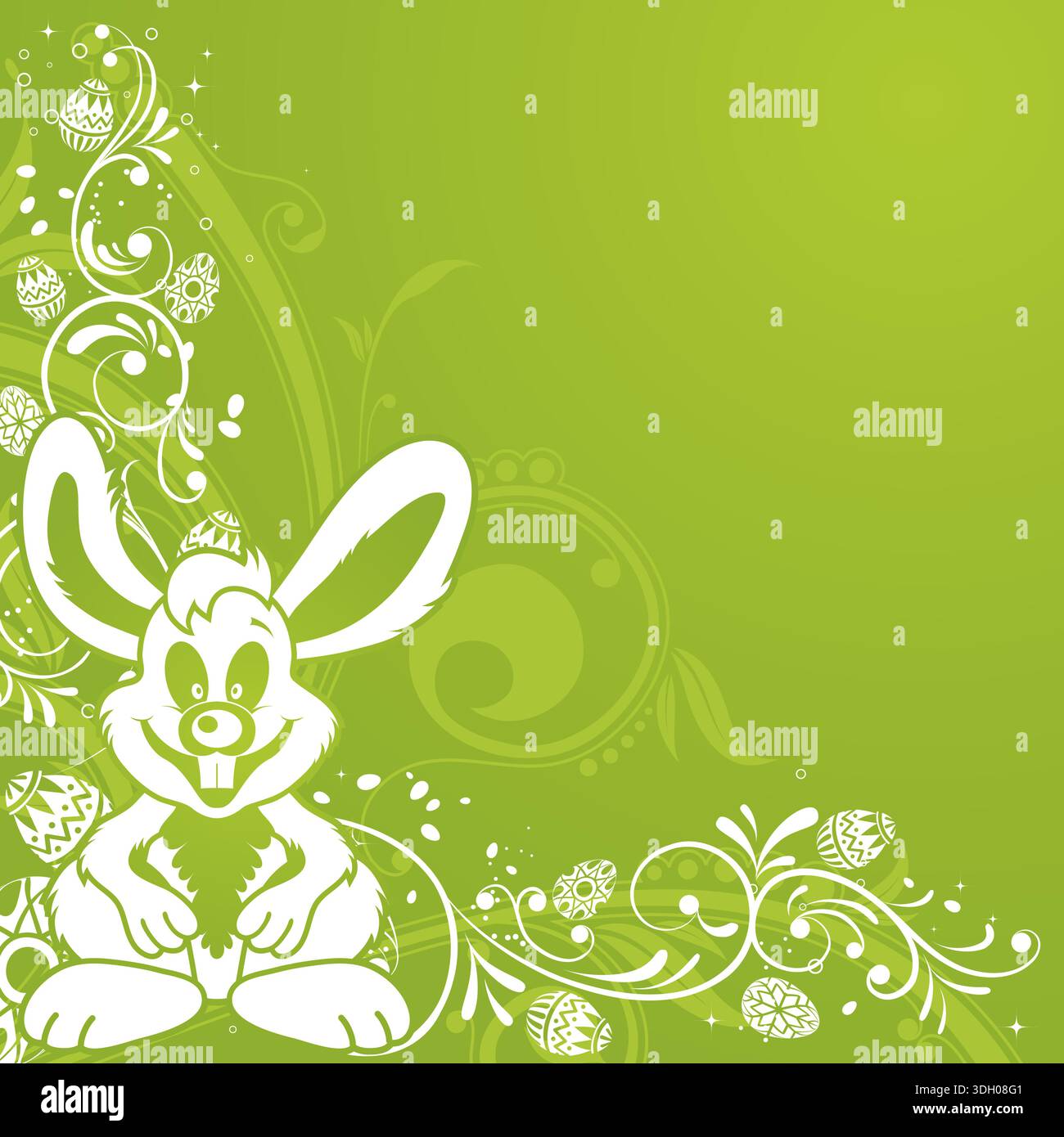 Easter background with ornament eggs, rabbit, and floral pattern, element for design, vector illustration Stock Vector