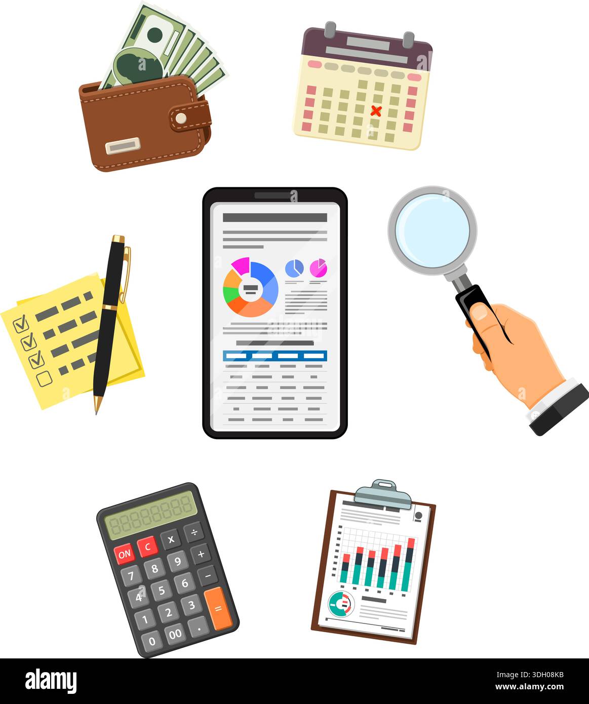Hand using magnifying glasses Stock Vector Images - Alamy