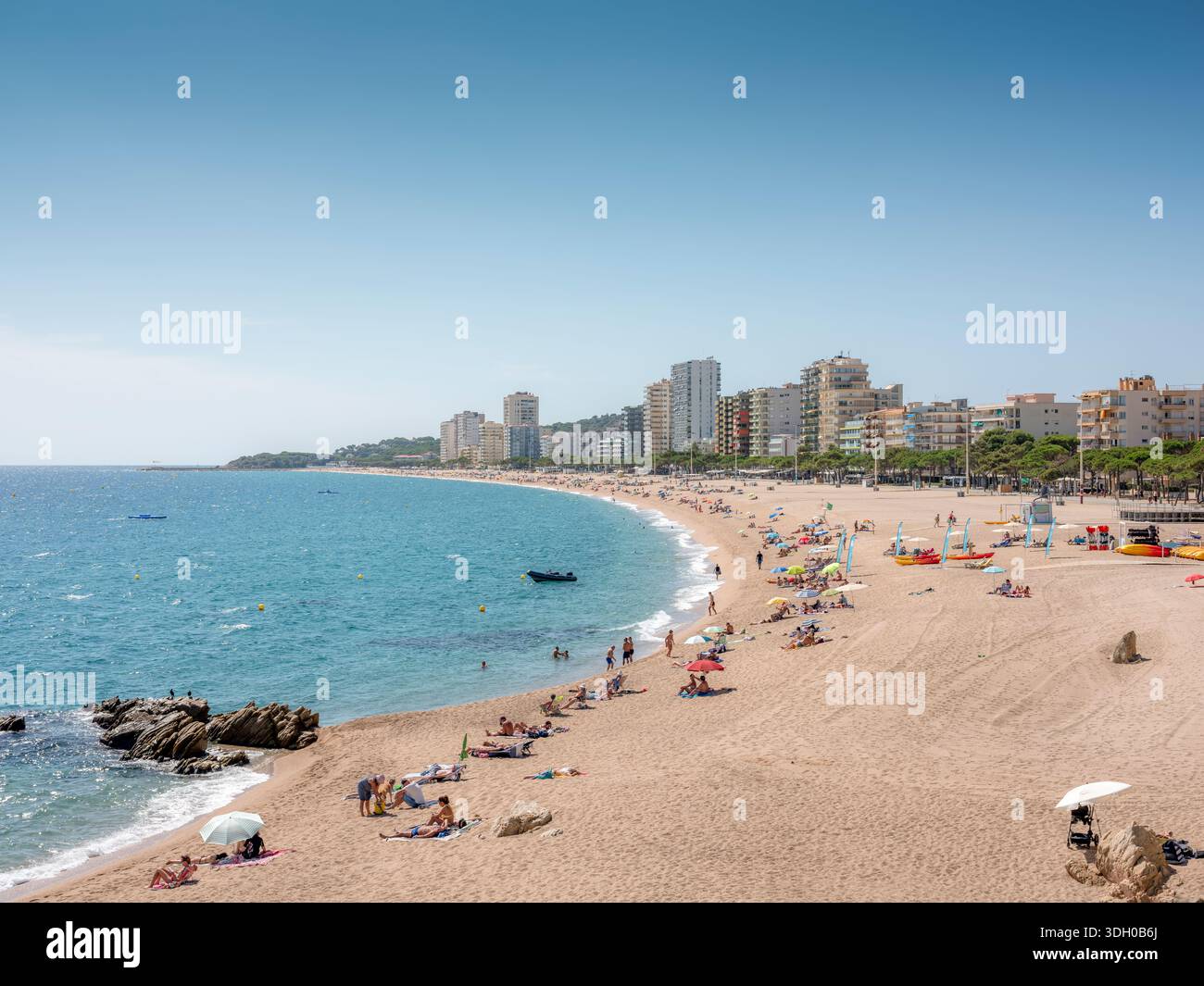 The beach at Platja d'Aro, in Spain. Stock Photo