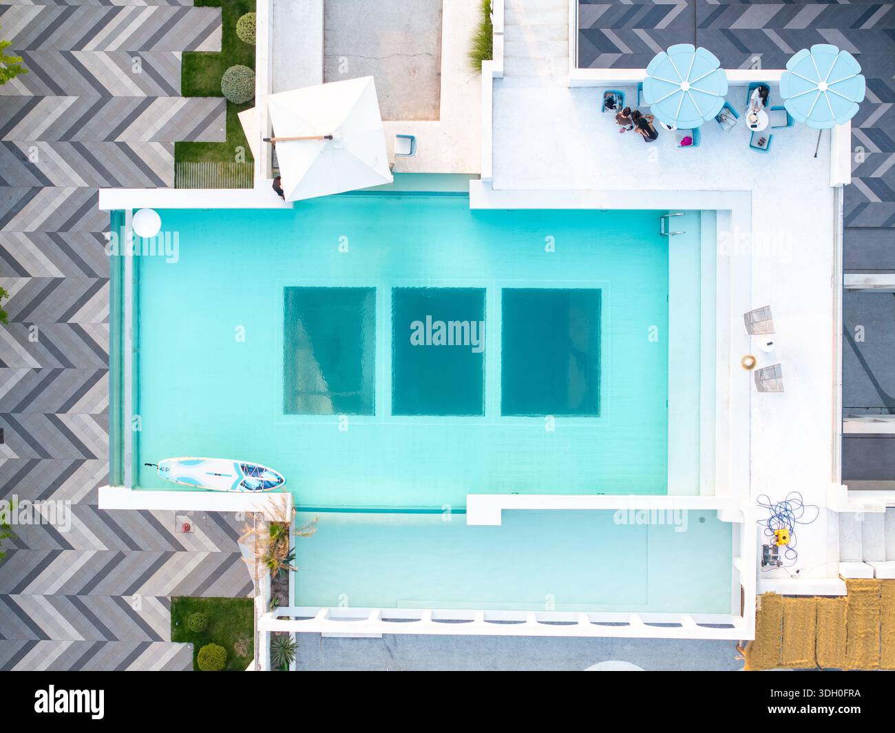 aerial view rooftop garden with a swimming pool Stock Photo - Alamy