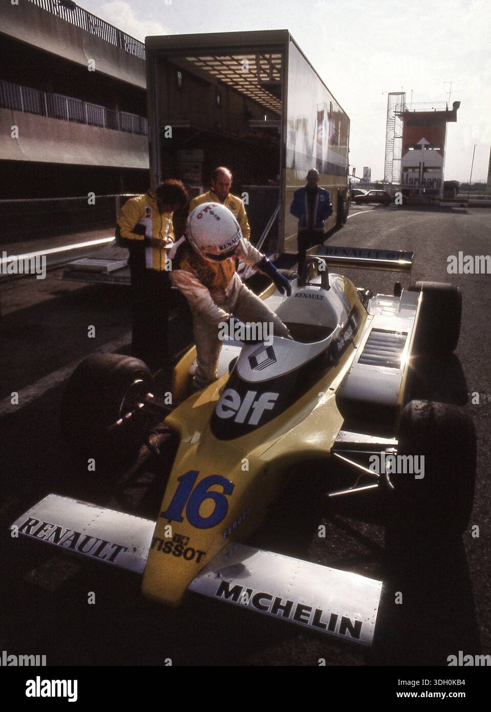 Renault F1 team testing at Paul Richard curcuit France in 1980