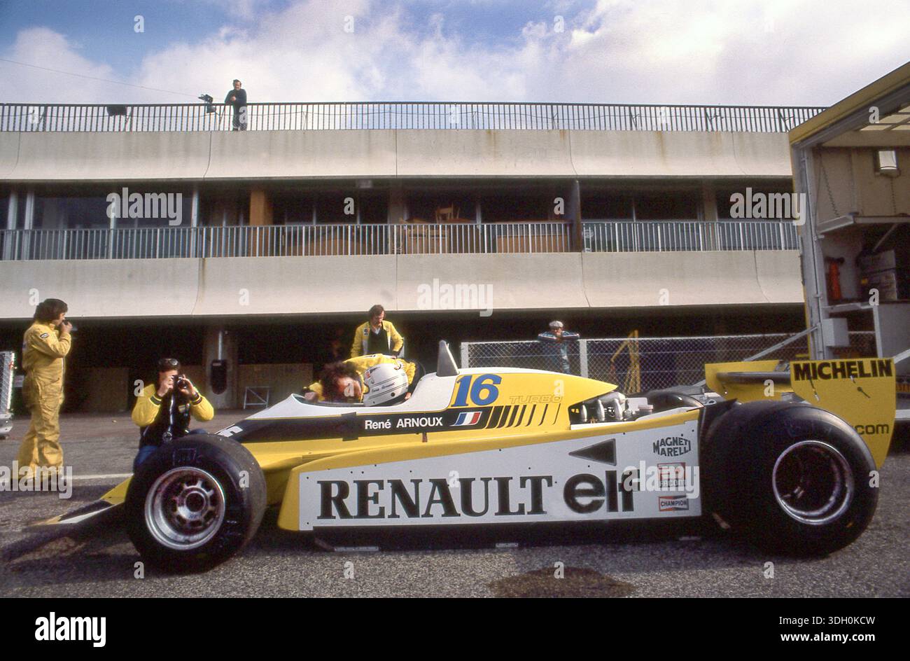 Renault F1 team testing at Paul Richard curcuit France in 1980