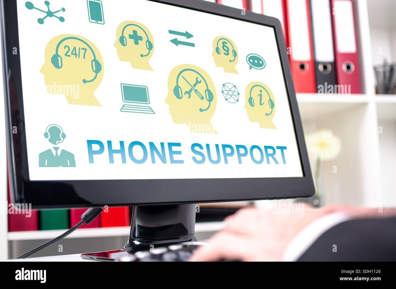Phone support concept shown on a computer screen Stock Photo