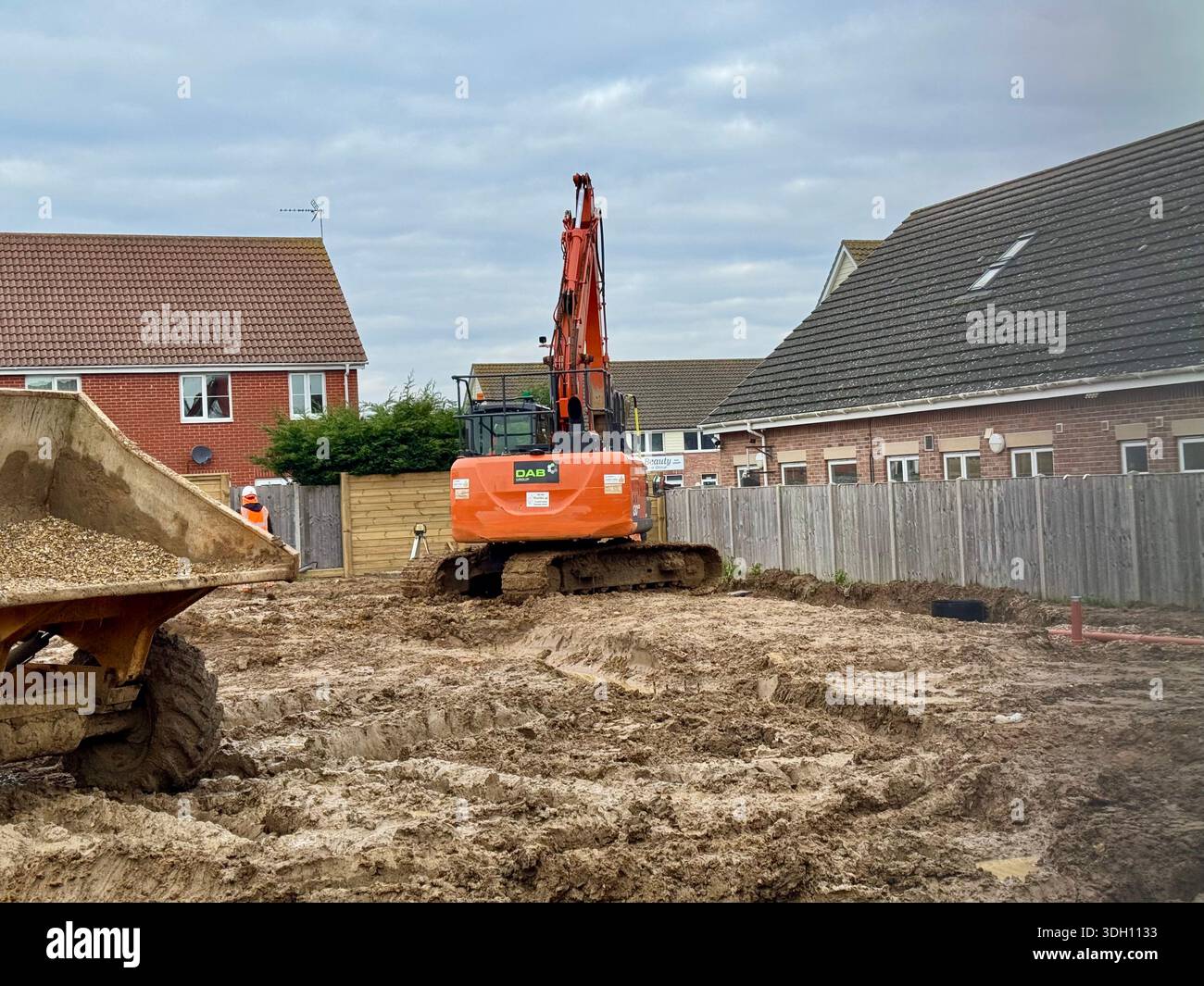 Kesgrave, Suffolk - 19 January 2026 : Construction site for a new Co Op supermarket. Grange Farm, junction of Hartree Way and Newman Drive. - Smartphone Captured Stock Image