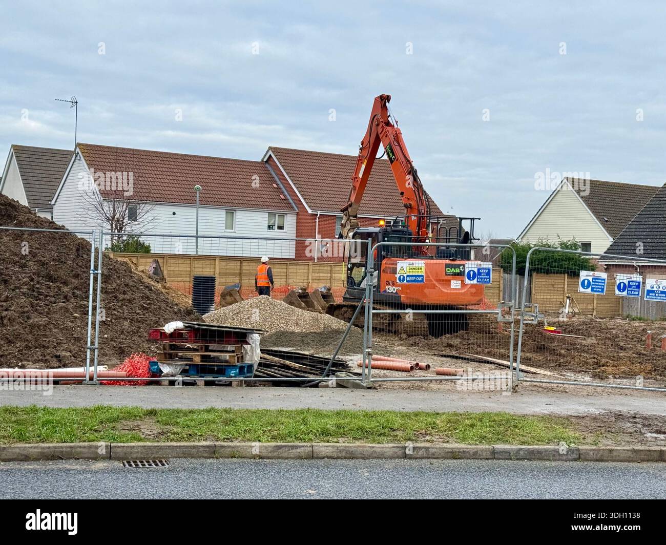 Kesgrave, Suffolk - 19 January 2026 : Construction site for a new Co Op supermarket. Grange Farm, junction of Hartree Way and Newman Drive. - Smartphone Captured Stock Image