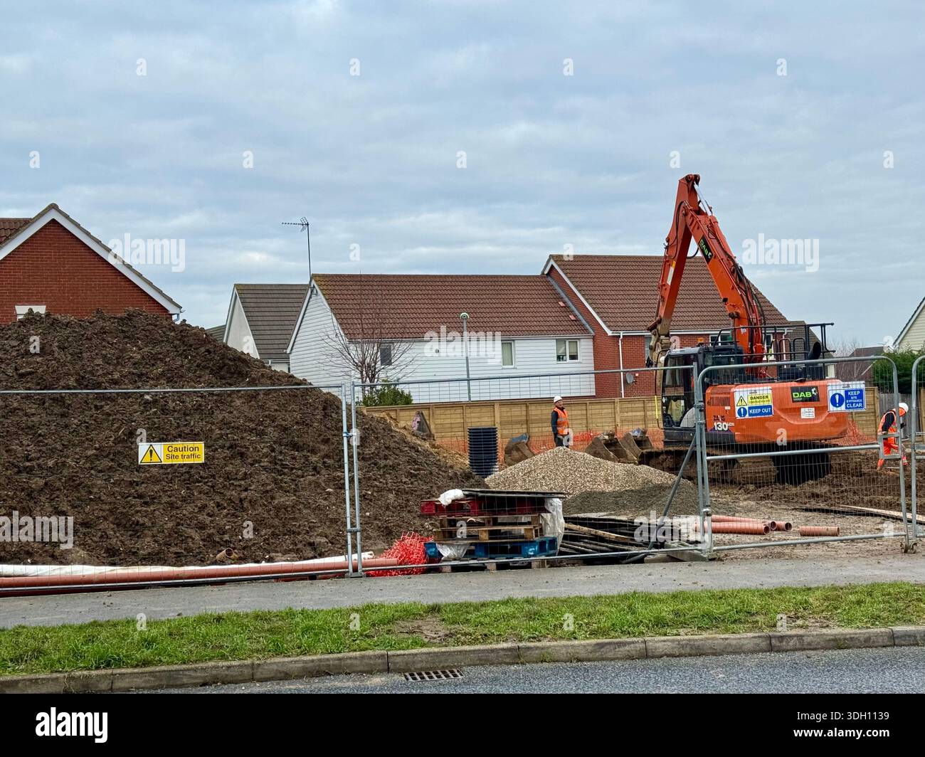 Kesgrave, Suffolk - 19 January 2026 : Construction site for a new Co Op supermarket. Grange Farm, junction of Hartree Way and Newman Drive. - Smartphone Captured Stock Image