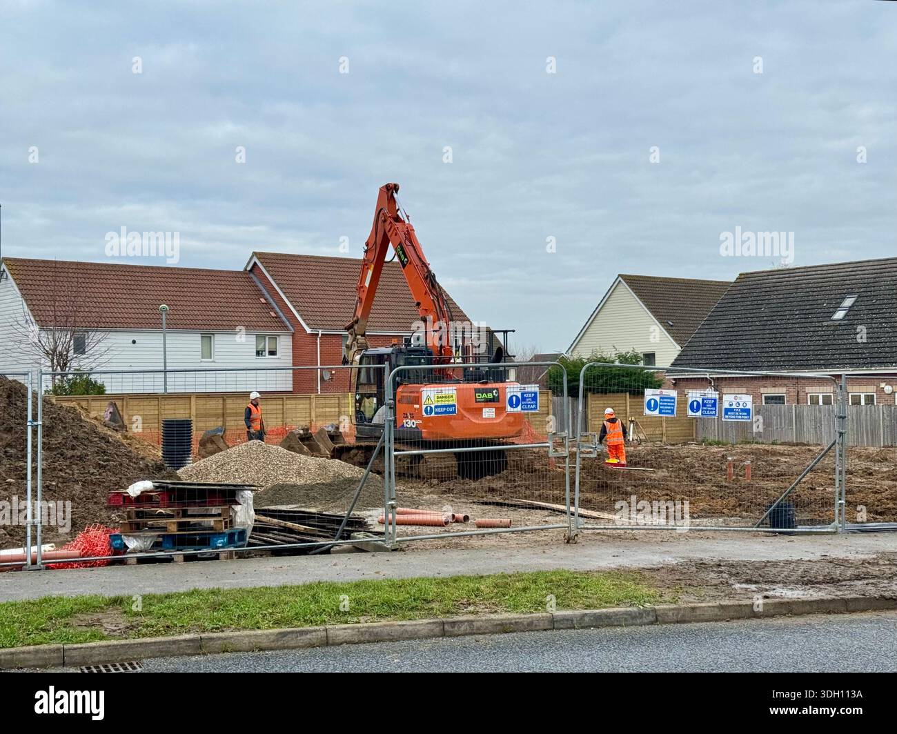 Kesgrave, Suffolk - 19 January 2026 : Construction site for a new Co Op supermarket. Grange Farm, junction of Hartree Way and Newman Drive. - Smartphone Captured Stock Image