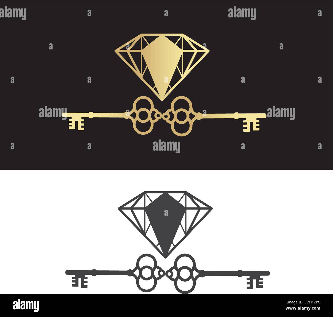 diamond key icon  vector logo design Stock Vector
