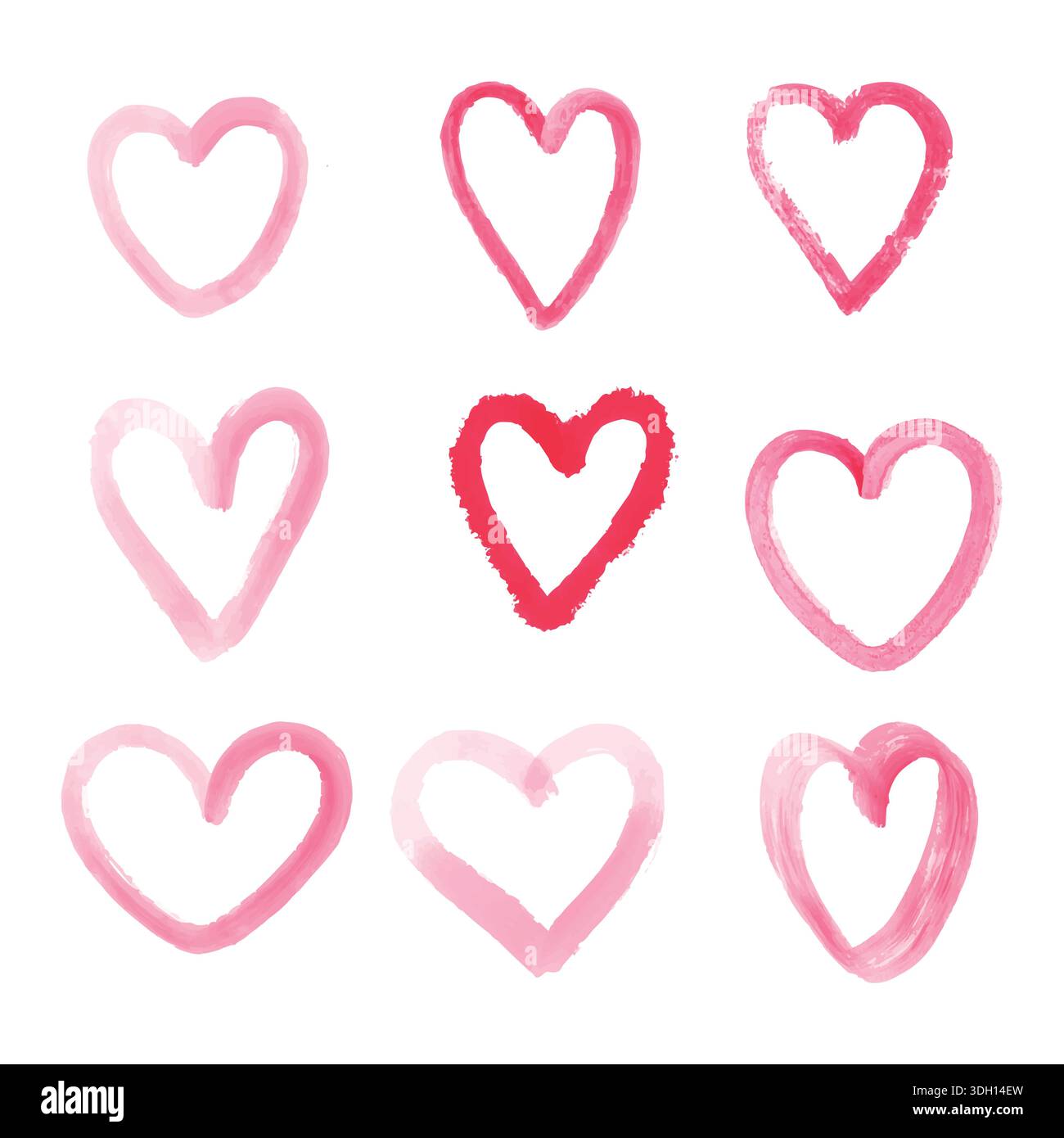 Hand drawn grunge heart set vector Stock Vector