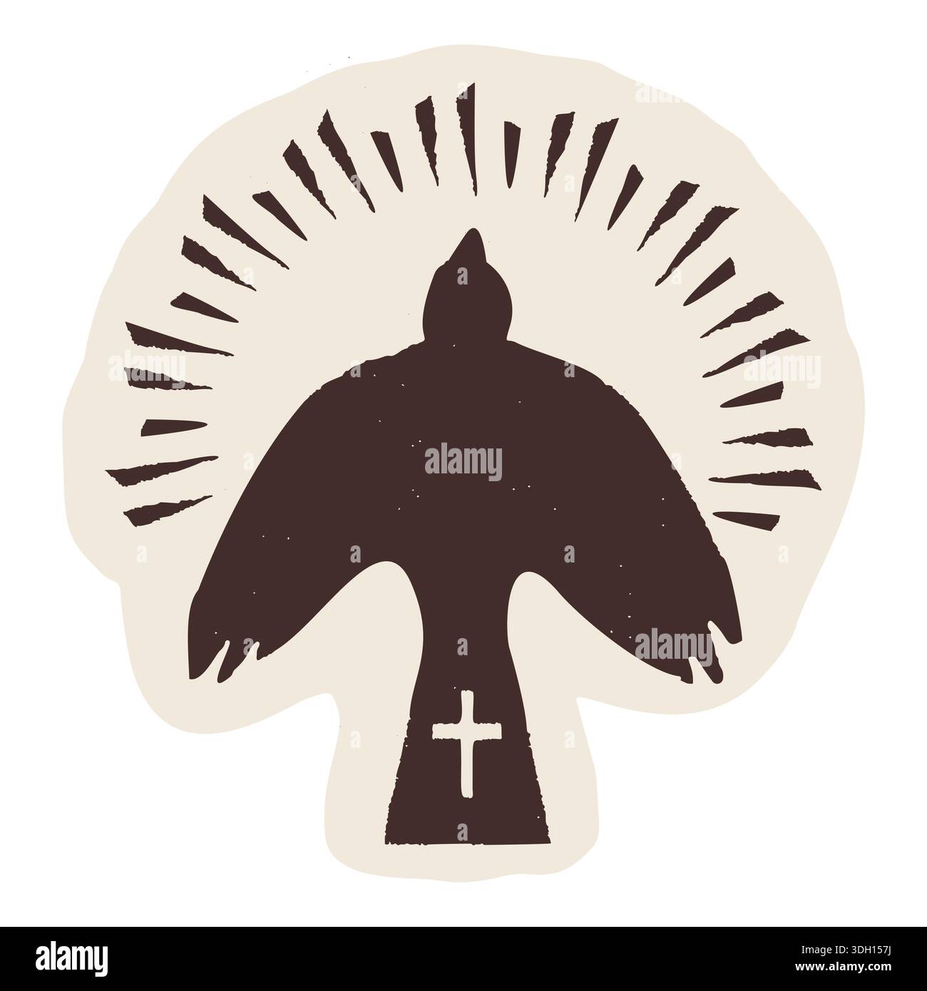 Simple Holy Spirit dove icon with christian cross for Christian bible ...