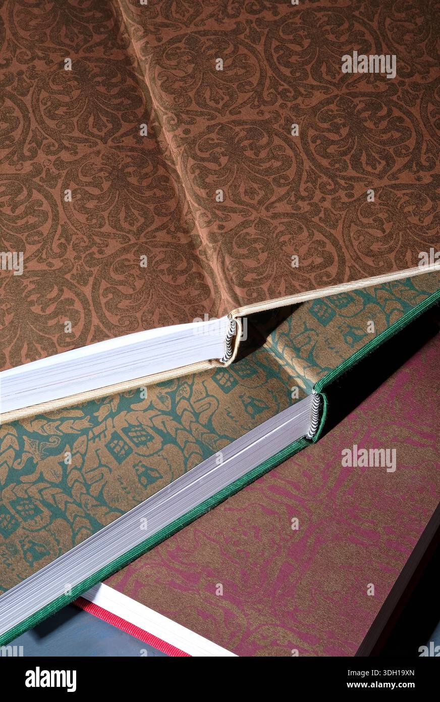 vintage book binding endpaper pattern design Stock Photo