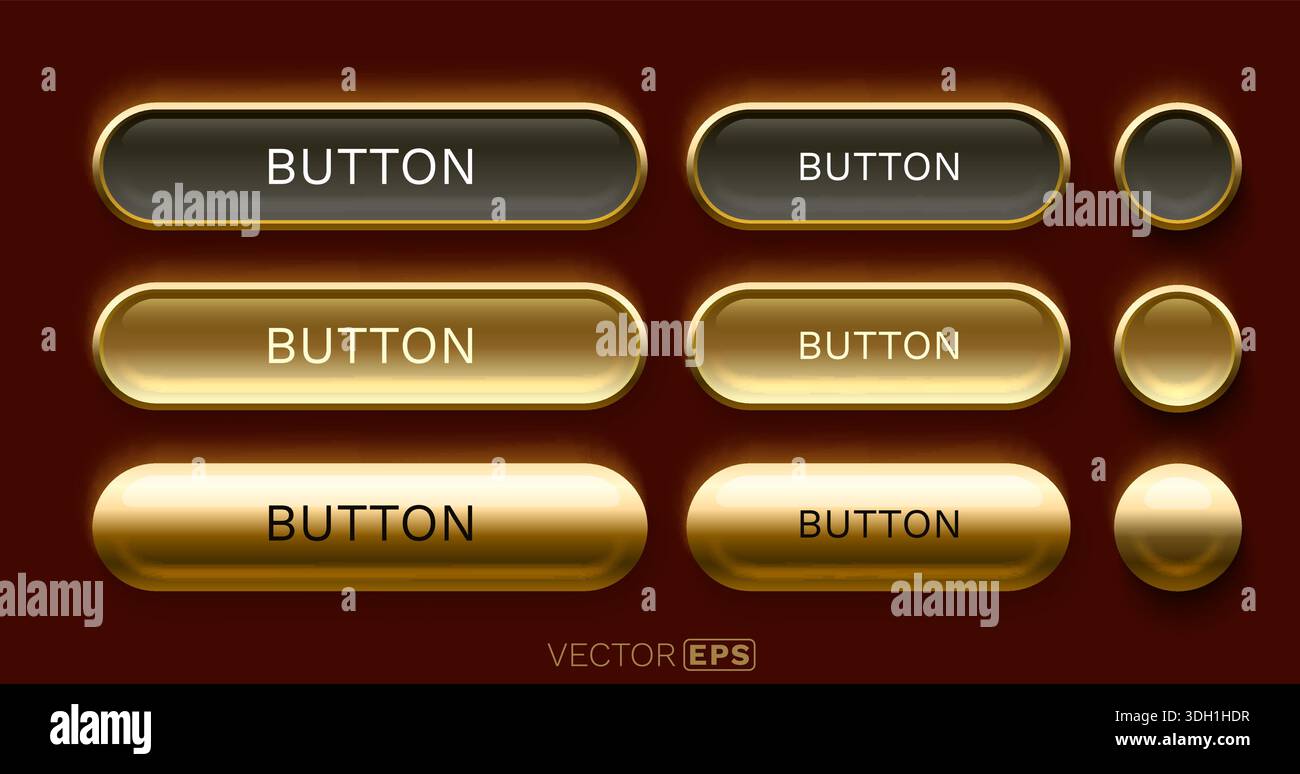 Amazing Web Button Effects Shiny golden web button set with a luxurious glossy effect, perfect for ...