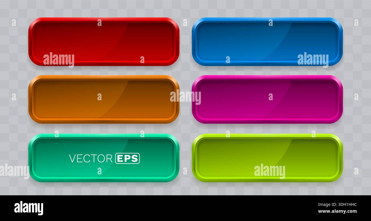 Colorful glossy rectangular button set for modern UI design. Perfect ...