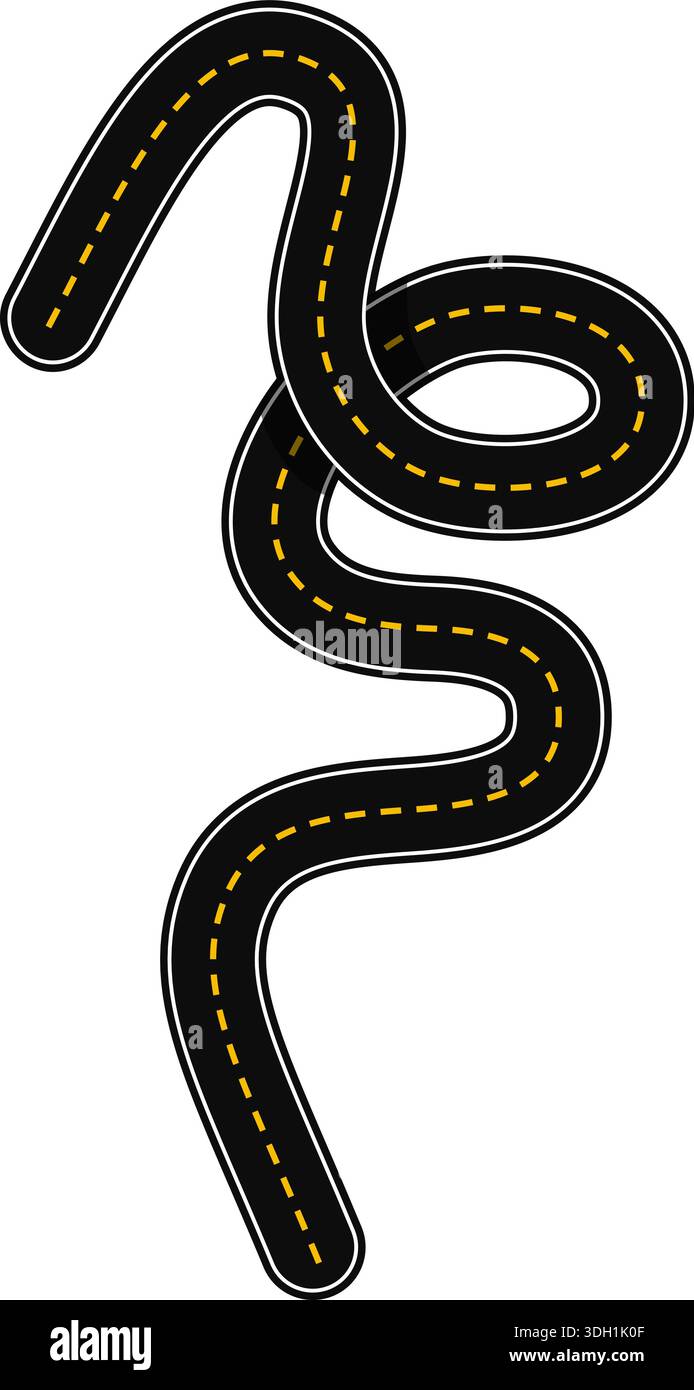 Path Graphical Image Curved graphic path, shaped like a paved street with dashed line as ...