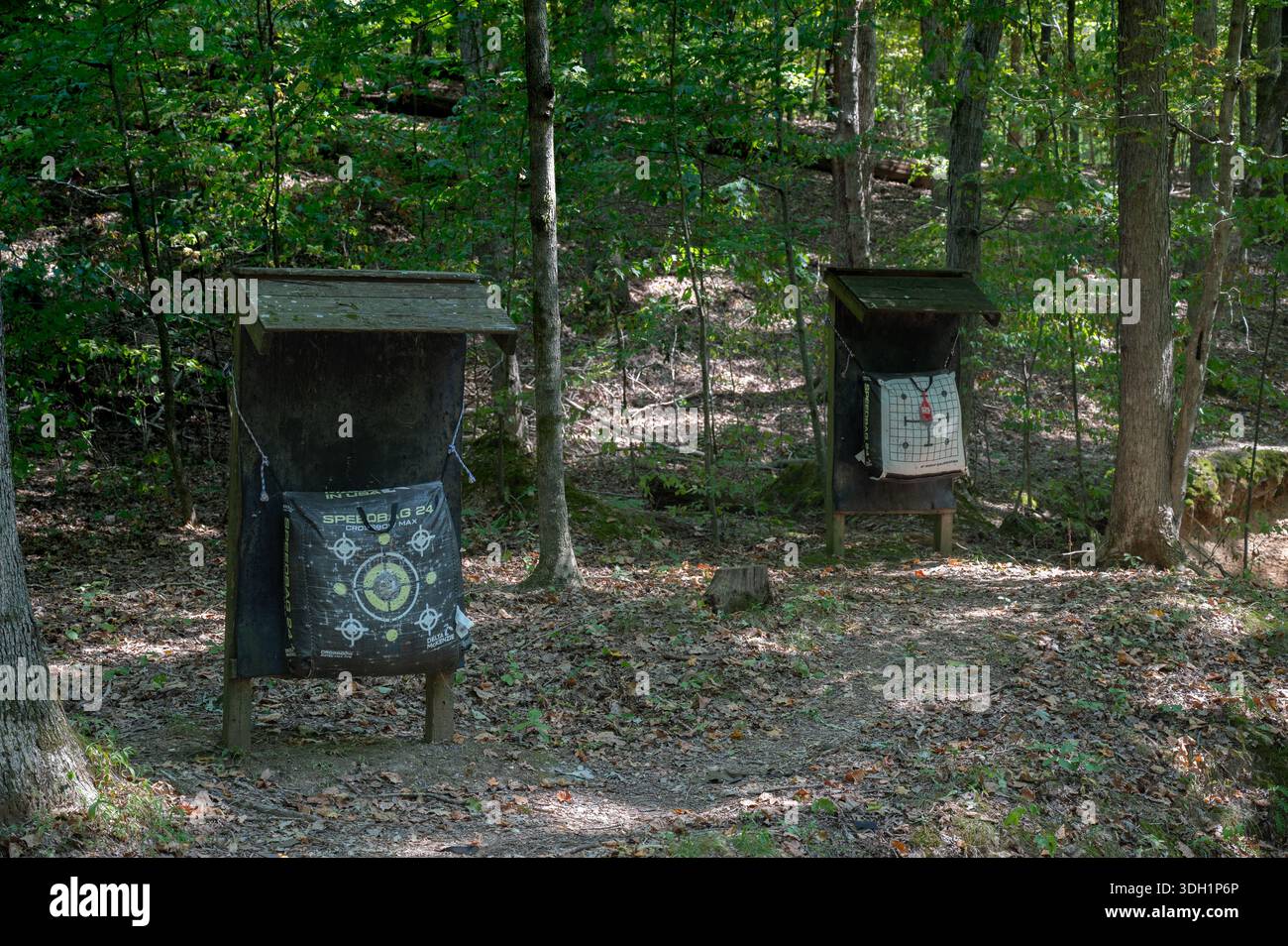 Shooting Ranges Forrest Archery targets in wooded outdoor shooting range Stock Photo - Alamy
