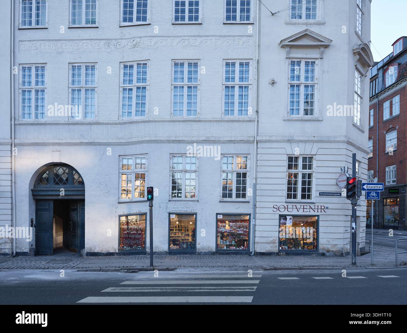 Souvenir shop on the corner of Kronprinsessegade and Gothersgade, Copenhagen, Denmark Stock Photo