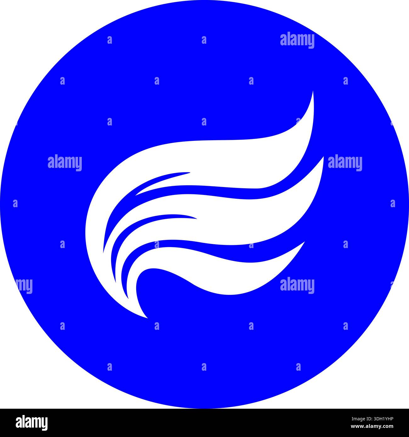 Wing and Wind Gust Icon on Blue Circle: Professional Aerodynamic Vector ...