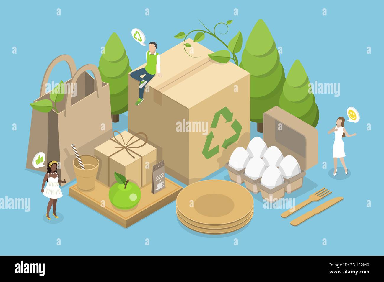 3D Isometric Flat Vector Illustration of Recyclable Sustainable ...